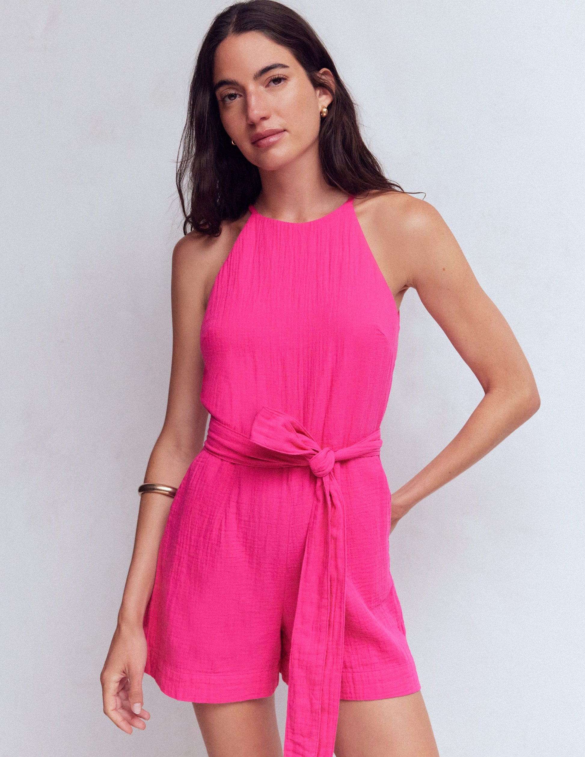 Rosa Double Cloth Playsuit-Pink Peony-4