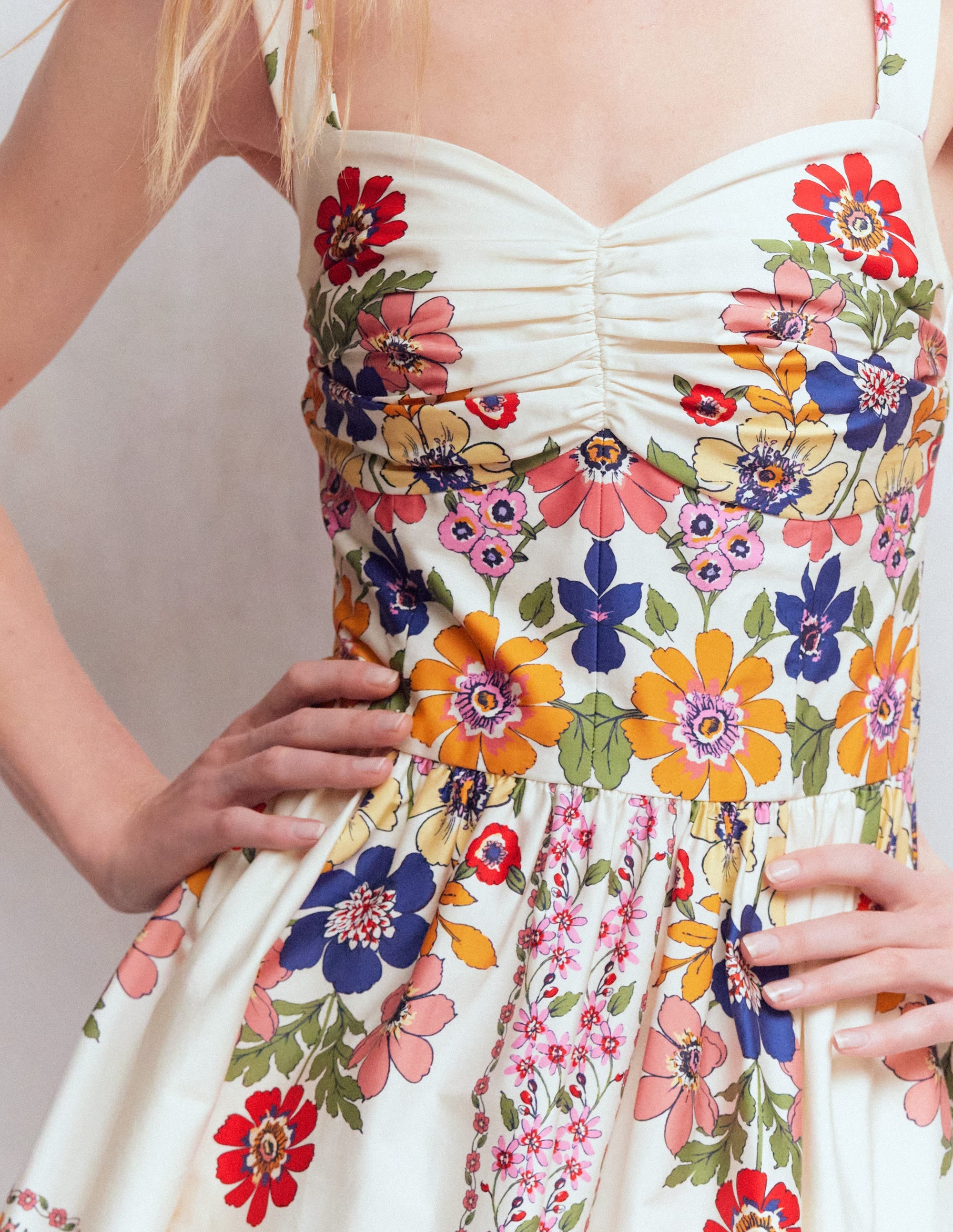 Fit and Flare Midi Dress - Multi Meadow Flowers Lattice | Boden USA