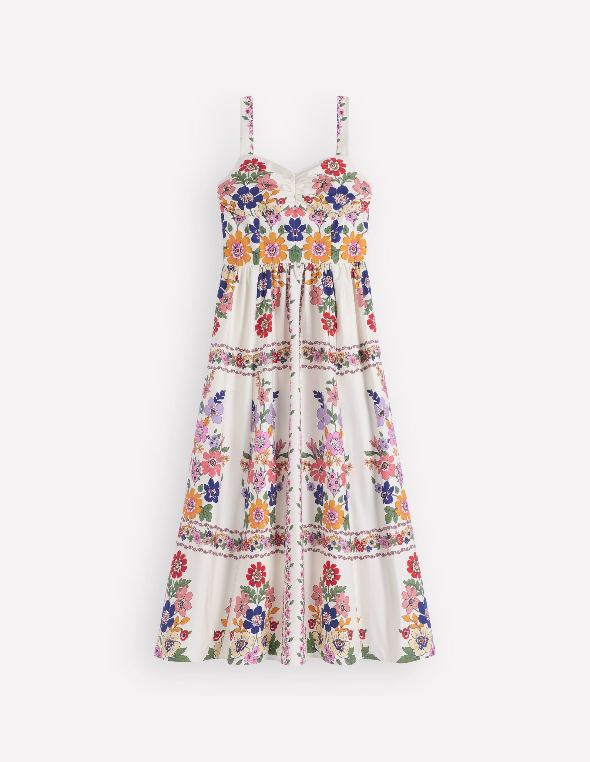 Fit and Flare Midi Dress-Multi Meadow Flowers Lattice-9