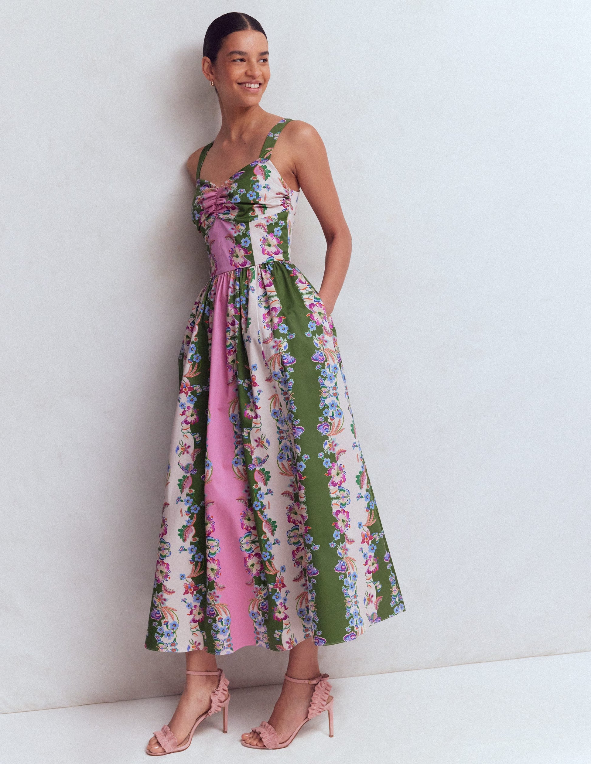 Fit and Flare Midi Dress-Orchid Canopy Stripe-1