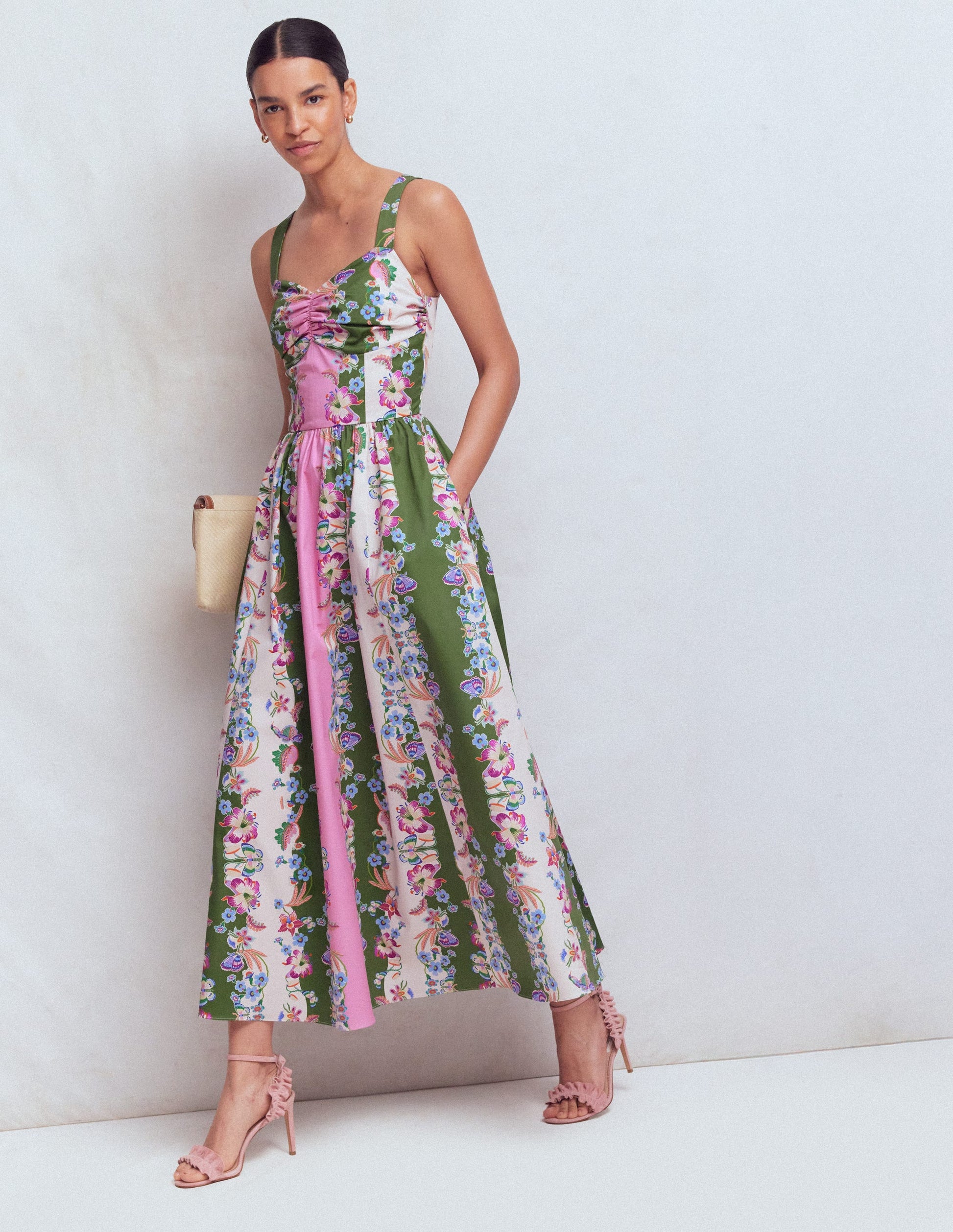 Fit and Flare Midi Dress-Orchid Canopy Stripe | Boden USA Fit and Flare Midi Dress-Orchid Canopy Stripe | Boden USA