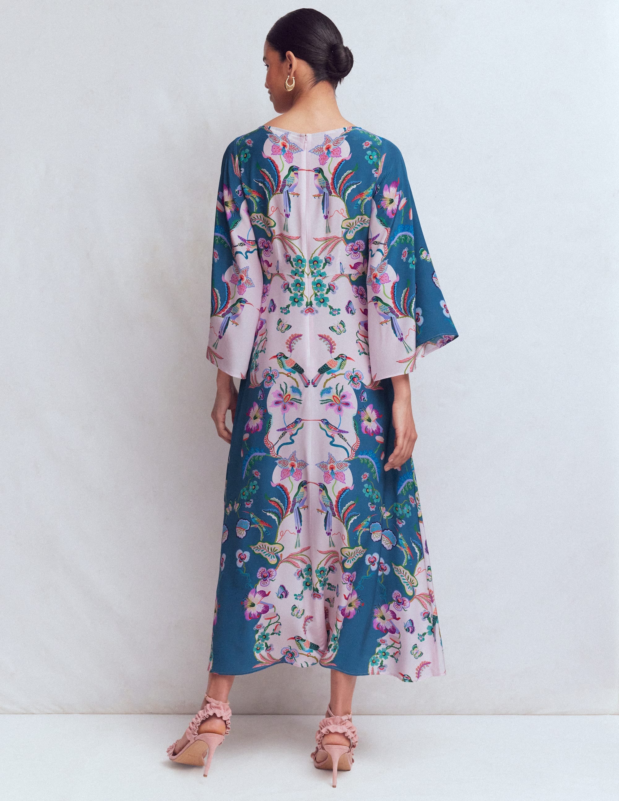 Angel Sleeve Boat Neck Dress-Tourmaline Blue, Orchid Canopy - Image 3