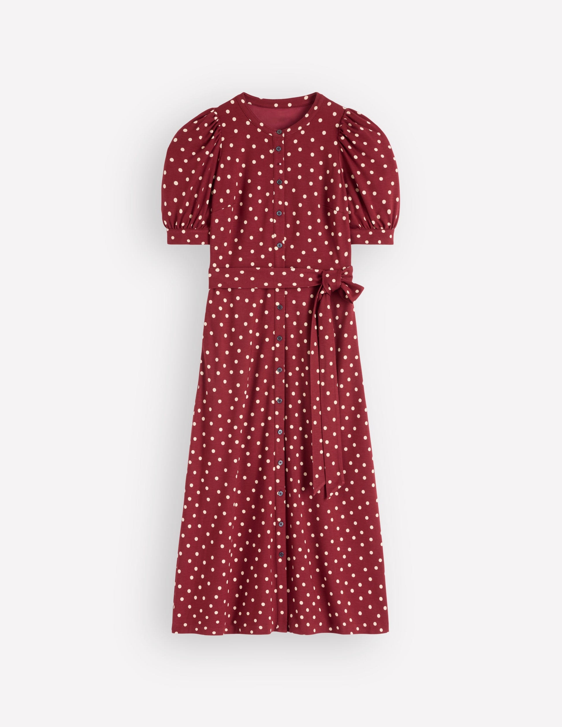 Boden Women's Puff Sleeve Ponte Shirt Dress in Red | Size 8