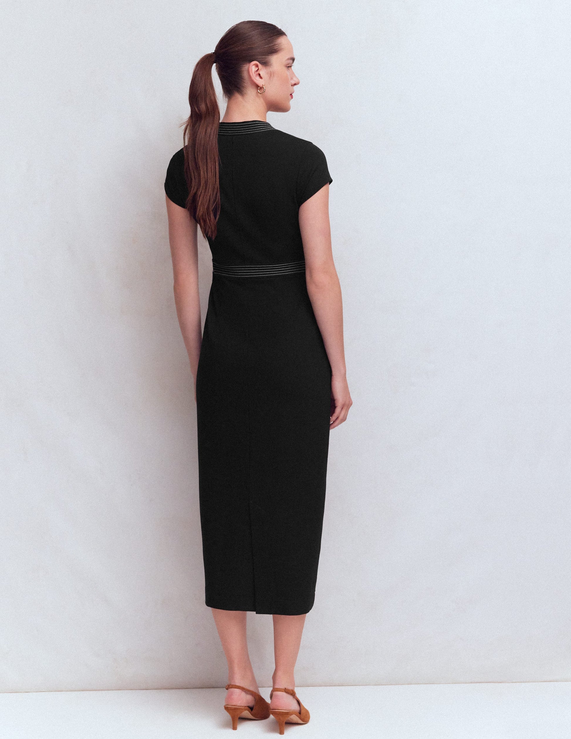 Boden Women's Topstitch Ponte Work Dress in Black | Size 4 Boden Women's Topstitch Ponte Work Dress in Black | Size 4