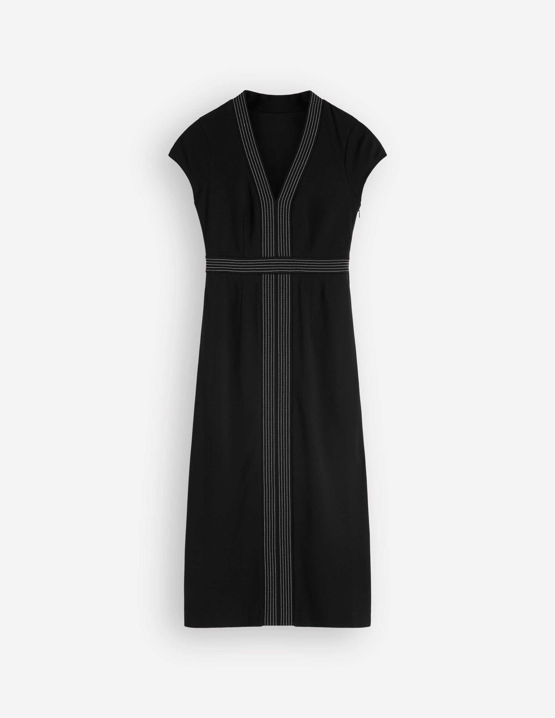 Topstitch Ponte Work Dress-Black-5