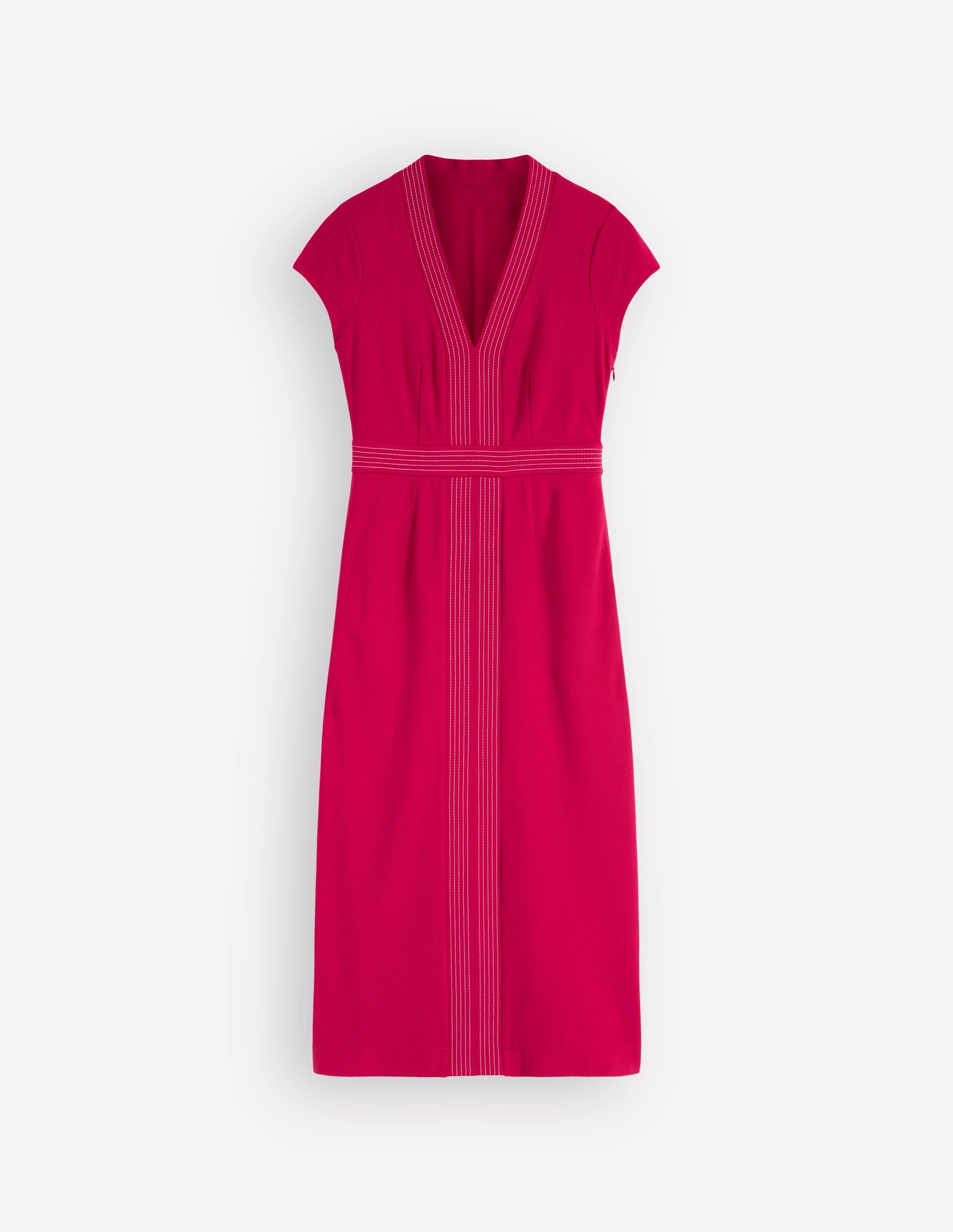 Topstitch Ponte Work Dress-Pomegranate-5