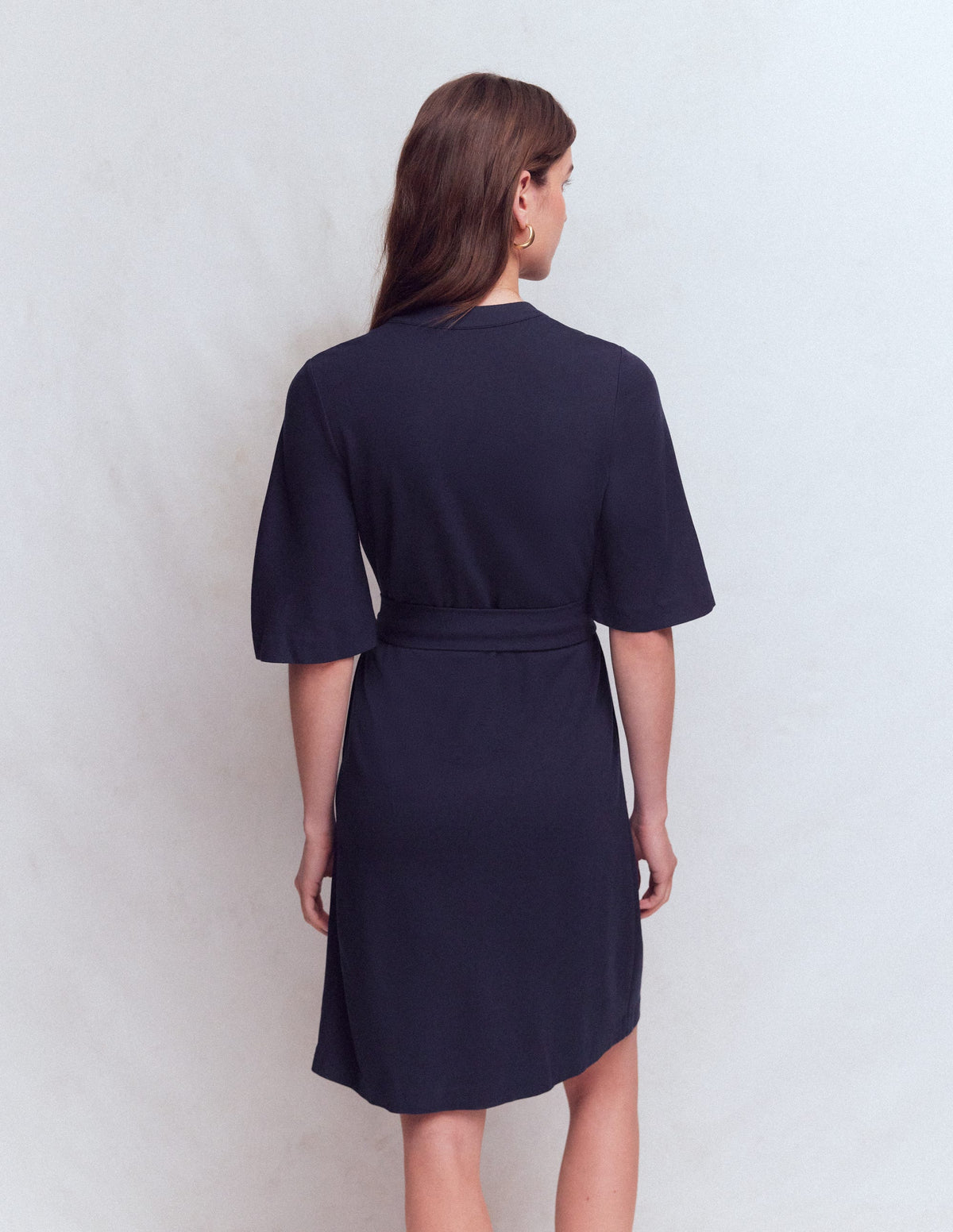 Front Pocket Ponte Dress-Navy - Image 3