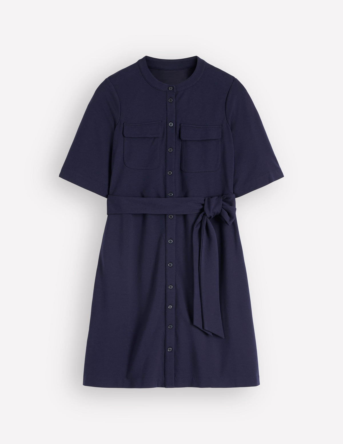 Front Pocket Ponte Dress-Navy - Image 5