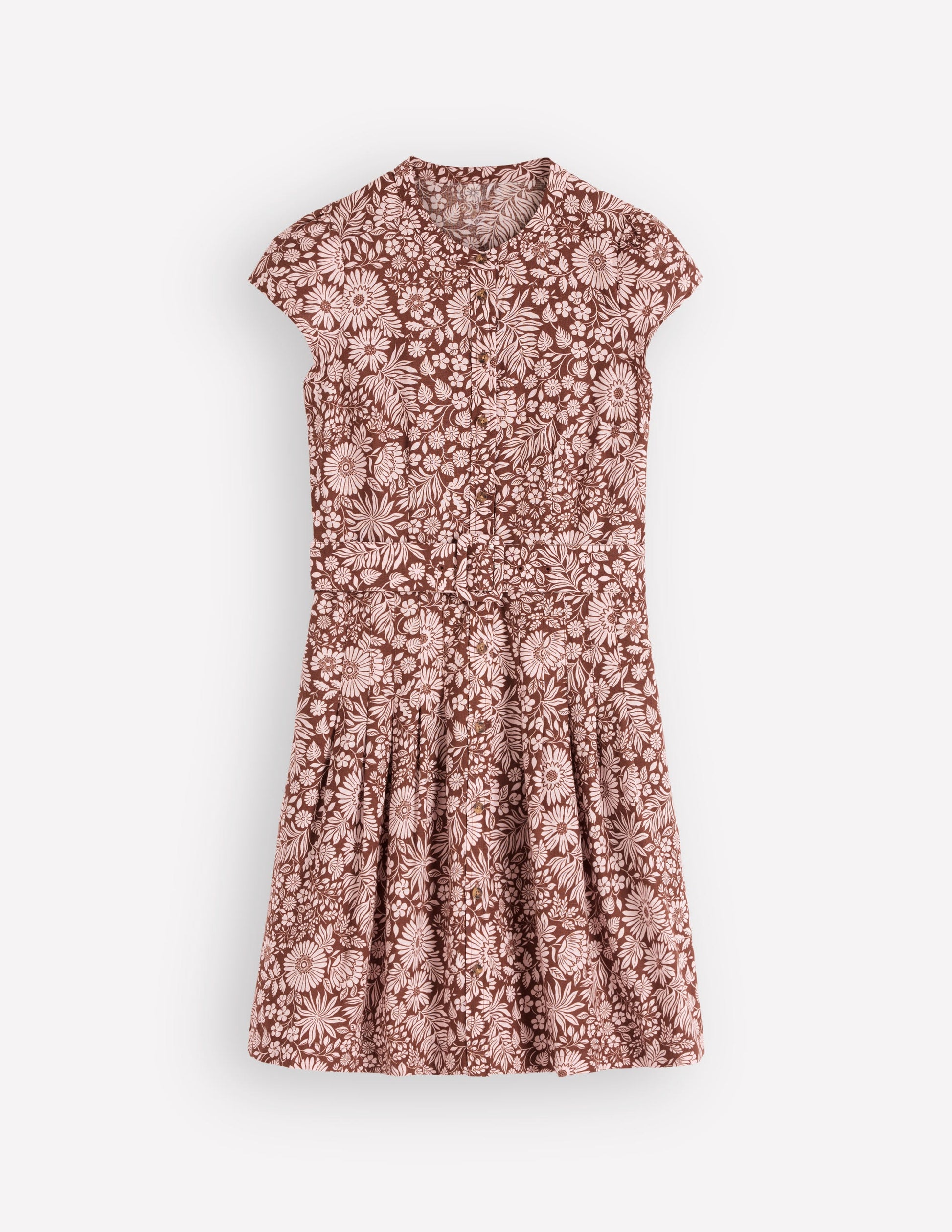 Boden Women's Arabella Short Linen Dress in Brown | Size 8 Boden Women's Arabella Short Linen Dress in Brown | Size 8