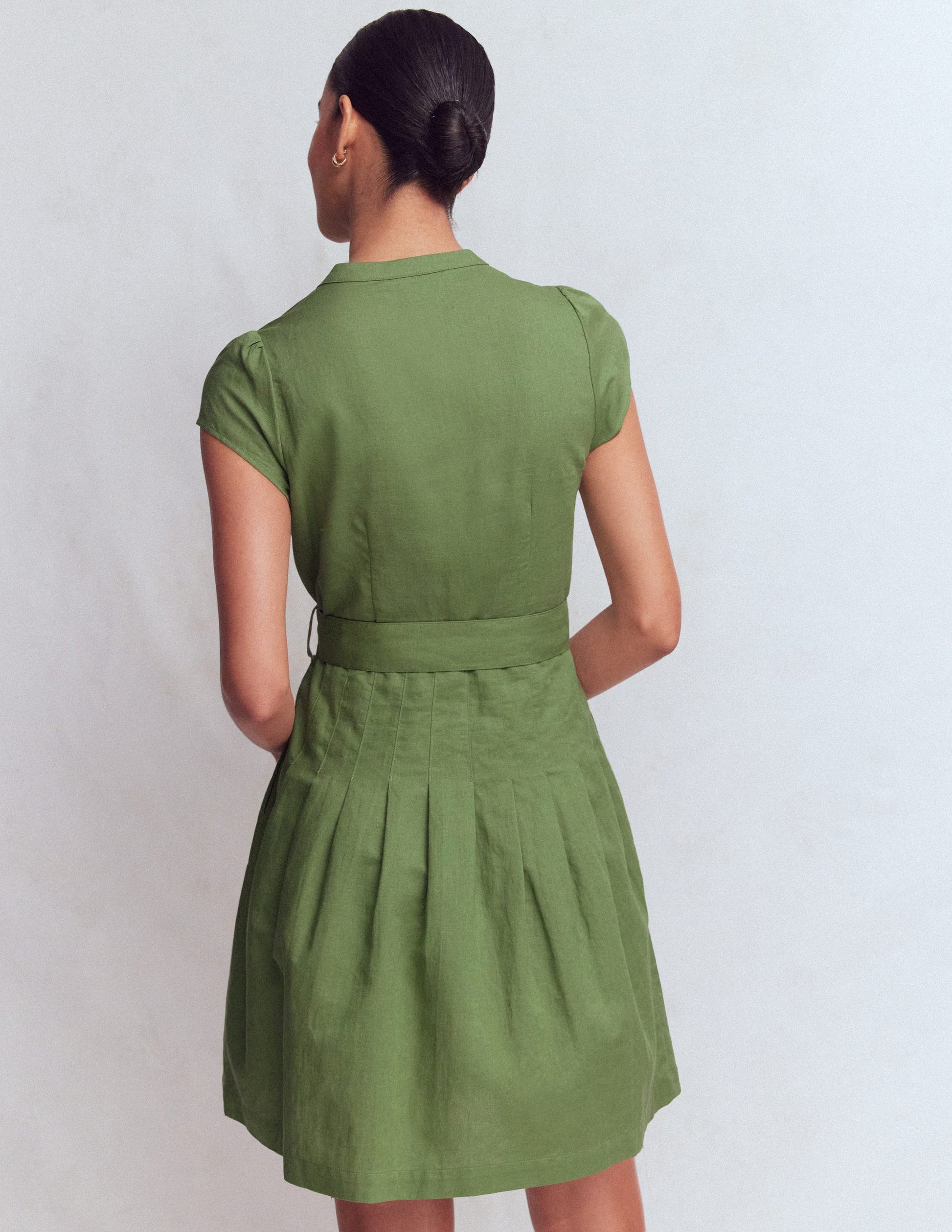 Arabella Short Linen Dress-Safari Green | Boden USA Arabella Short Linen Dress-Safari Green | Boden USA