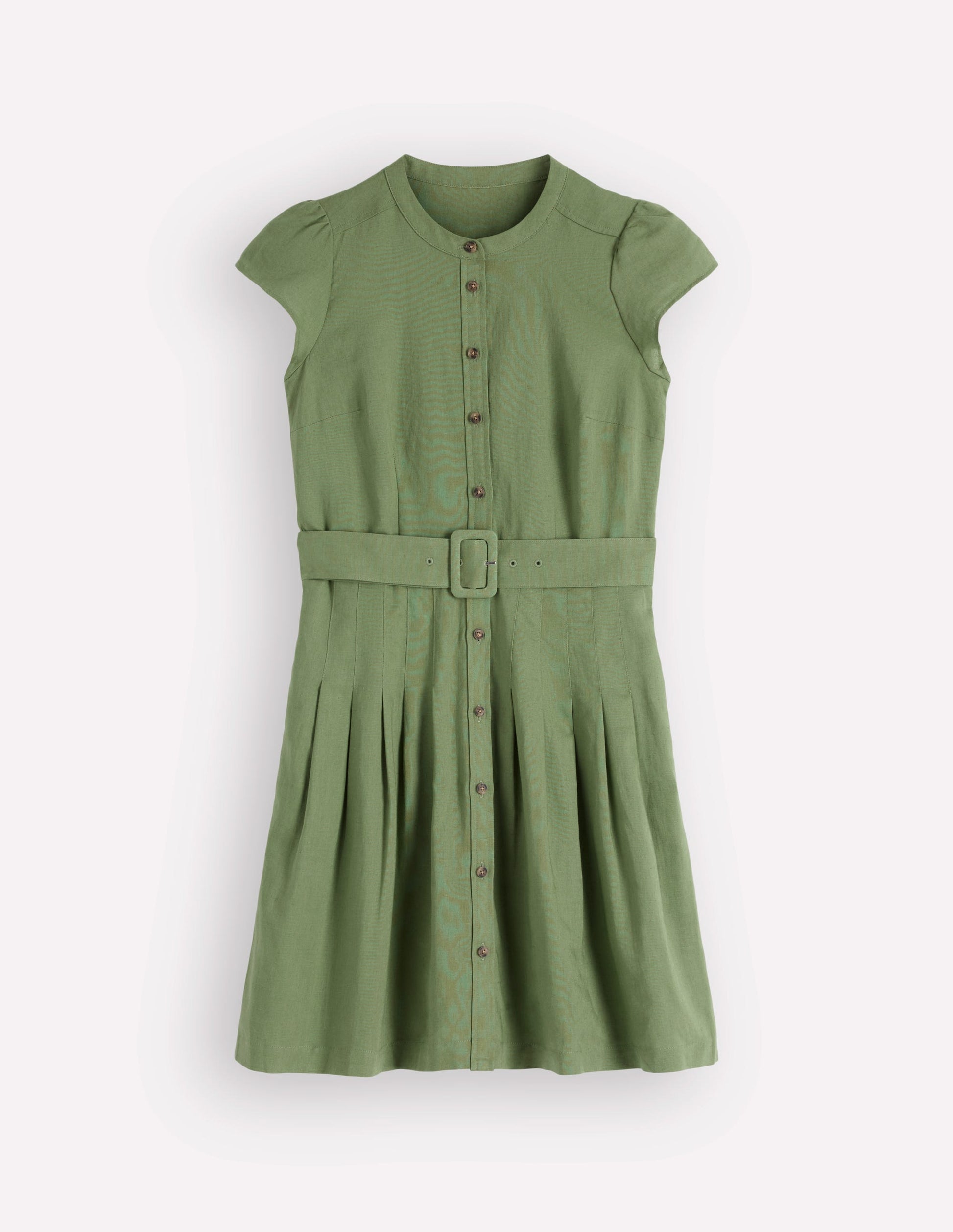 Boden Women's Arabella Short Linen Dress in Green | Size 16/18
