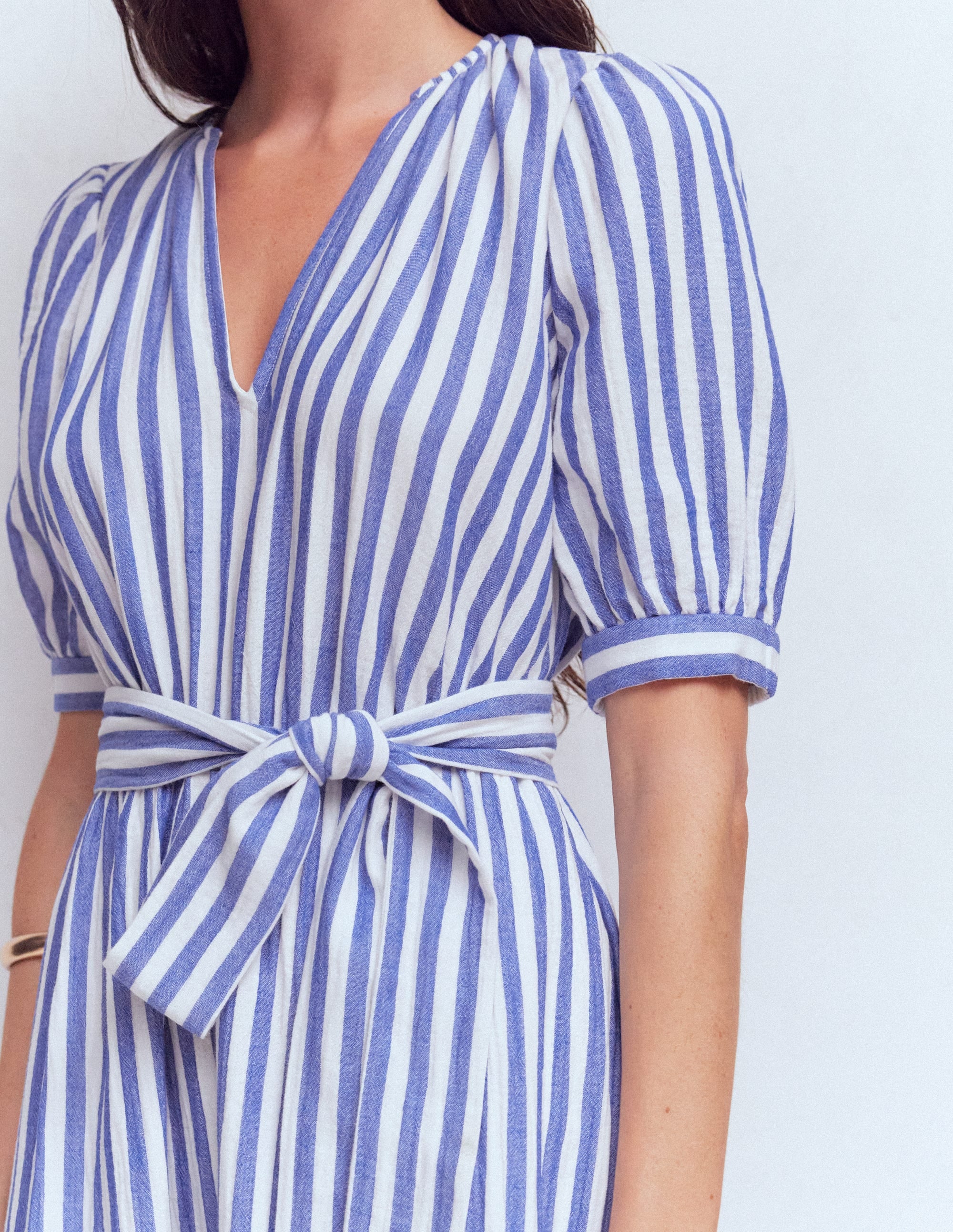 Boden Women's Double Cloth Puff Sleeve Dress in Blue