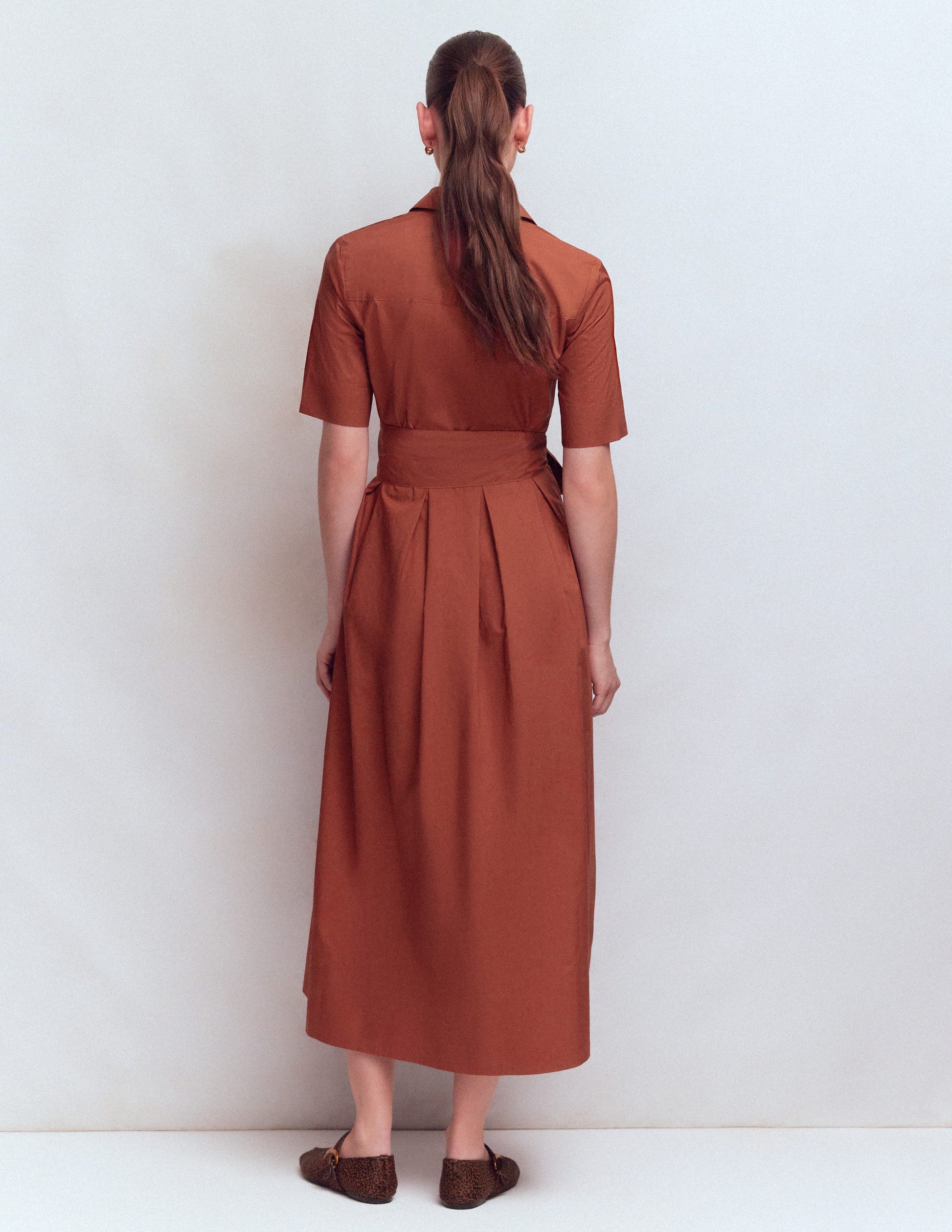 Boden Women's Zoe Short Sleeve Shirt Dress in Brown | Size 8 Boden Women's Zoe Short Sleeve Shirt Dress in Brown | Size 8