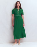 Etta Piping Trim Ponte Dress-Fresh Green