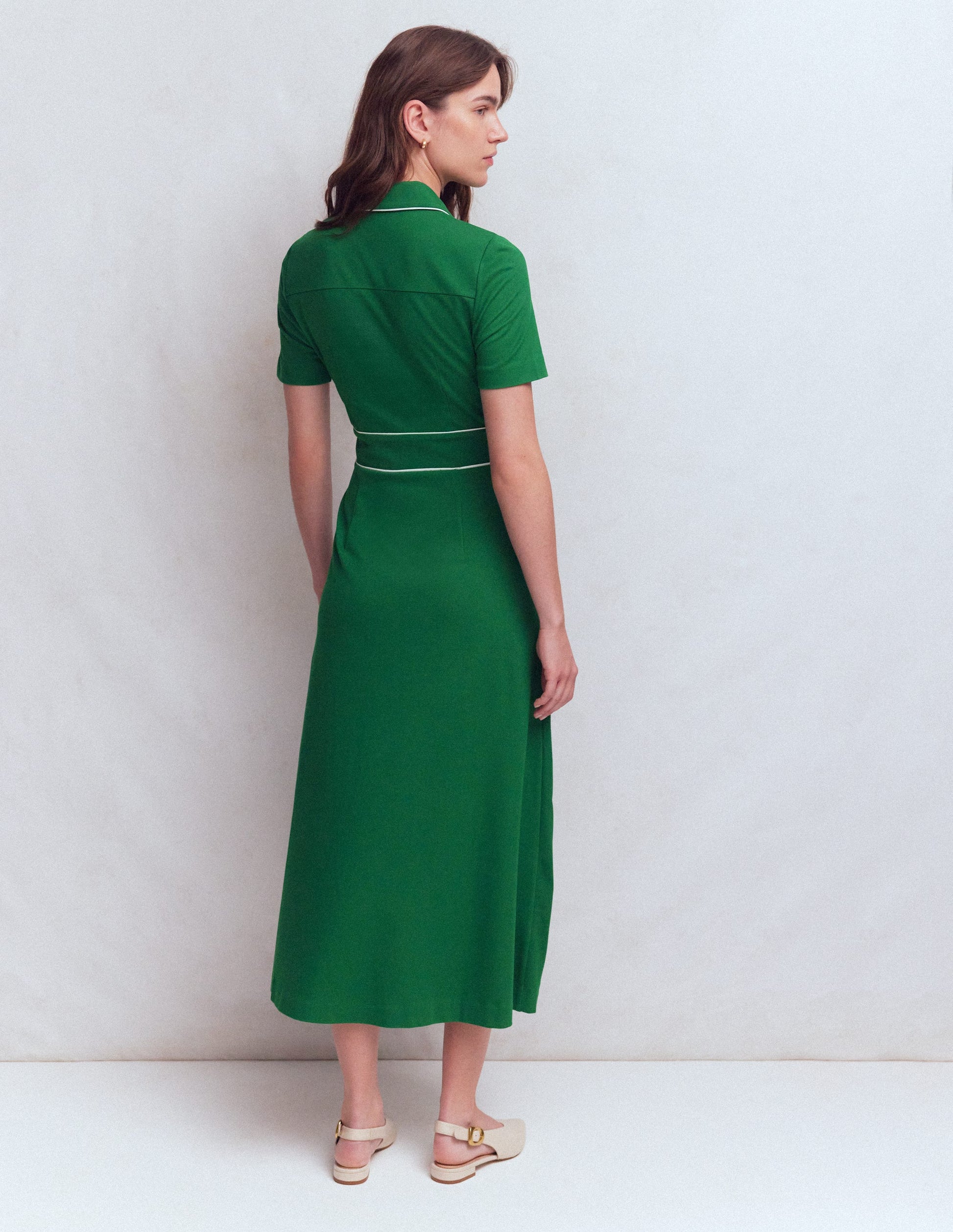 Boden Women's Etta Piping Trim Ponte Dress in Green | Size 14 Boden Women's Etta Piping Trim Ponte Dress in Green | Size 14