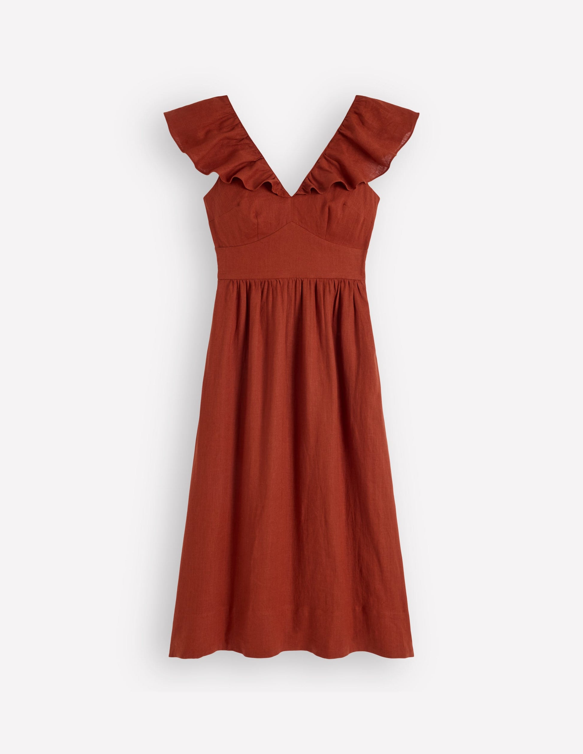 Mega Ruffle Linen Dress-Burnt Henna | Boden USA Mega Ruffle Linen Dress-Burnt Henna | Boden USA