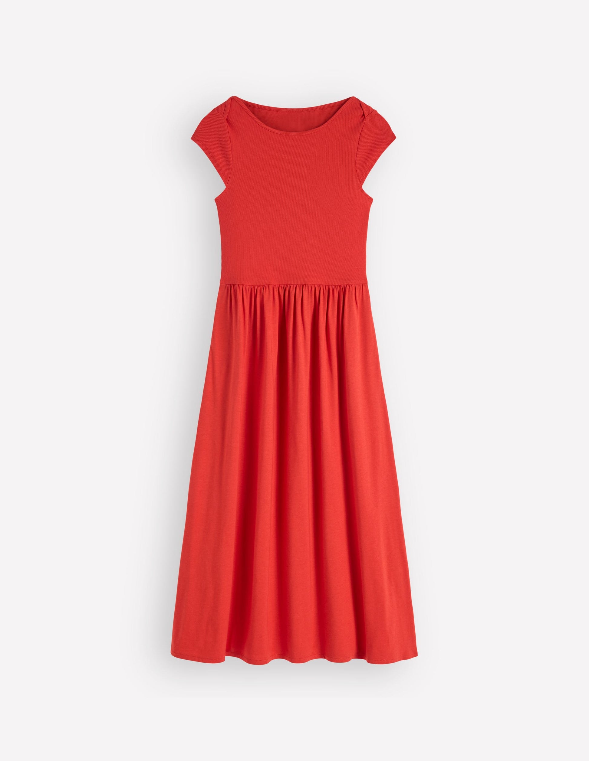 Boat Neck Mix Dress-Blood Orange-5