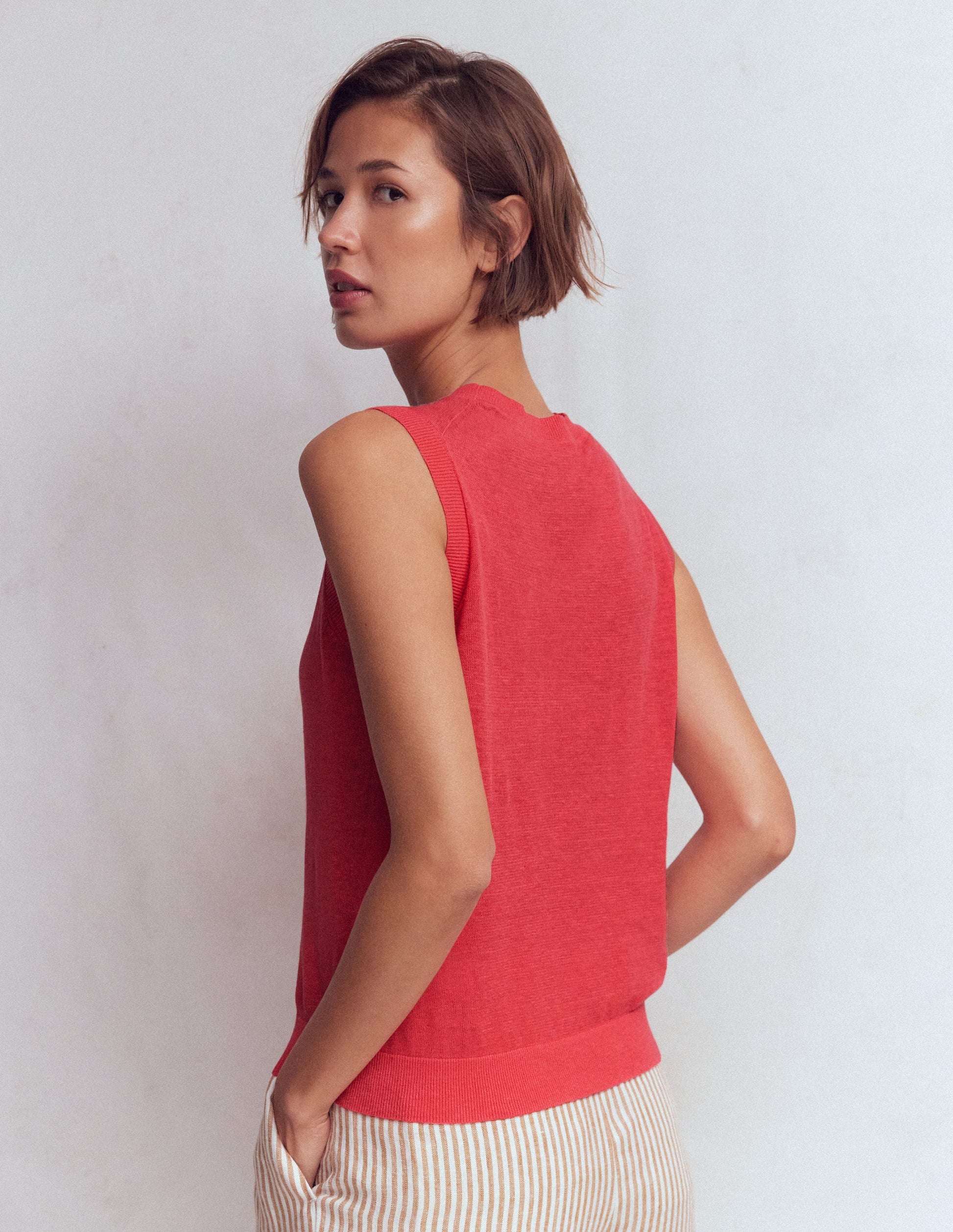 Agnes Linen Tank-Pink-3