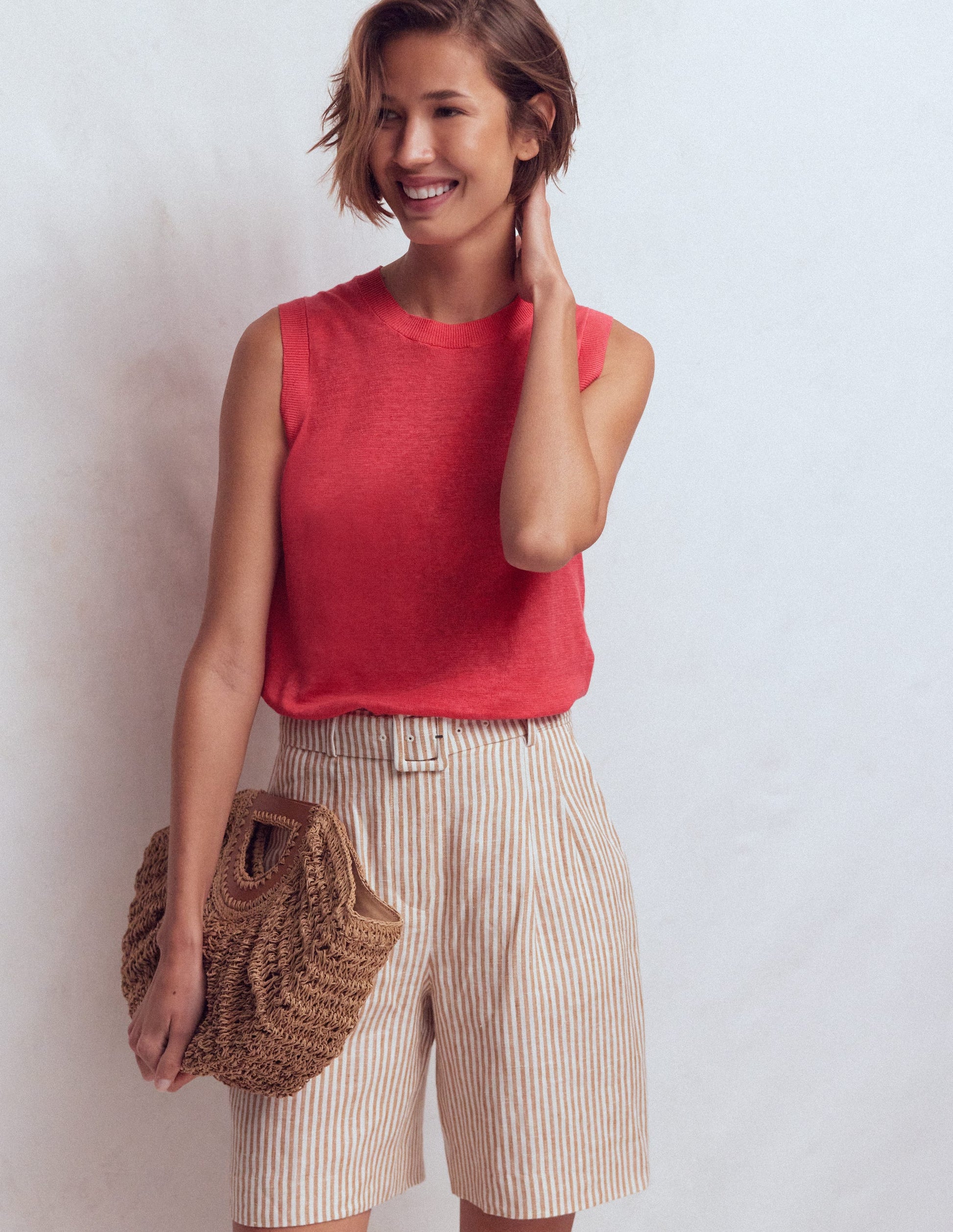 Agnes Linen Tank-Pink-5