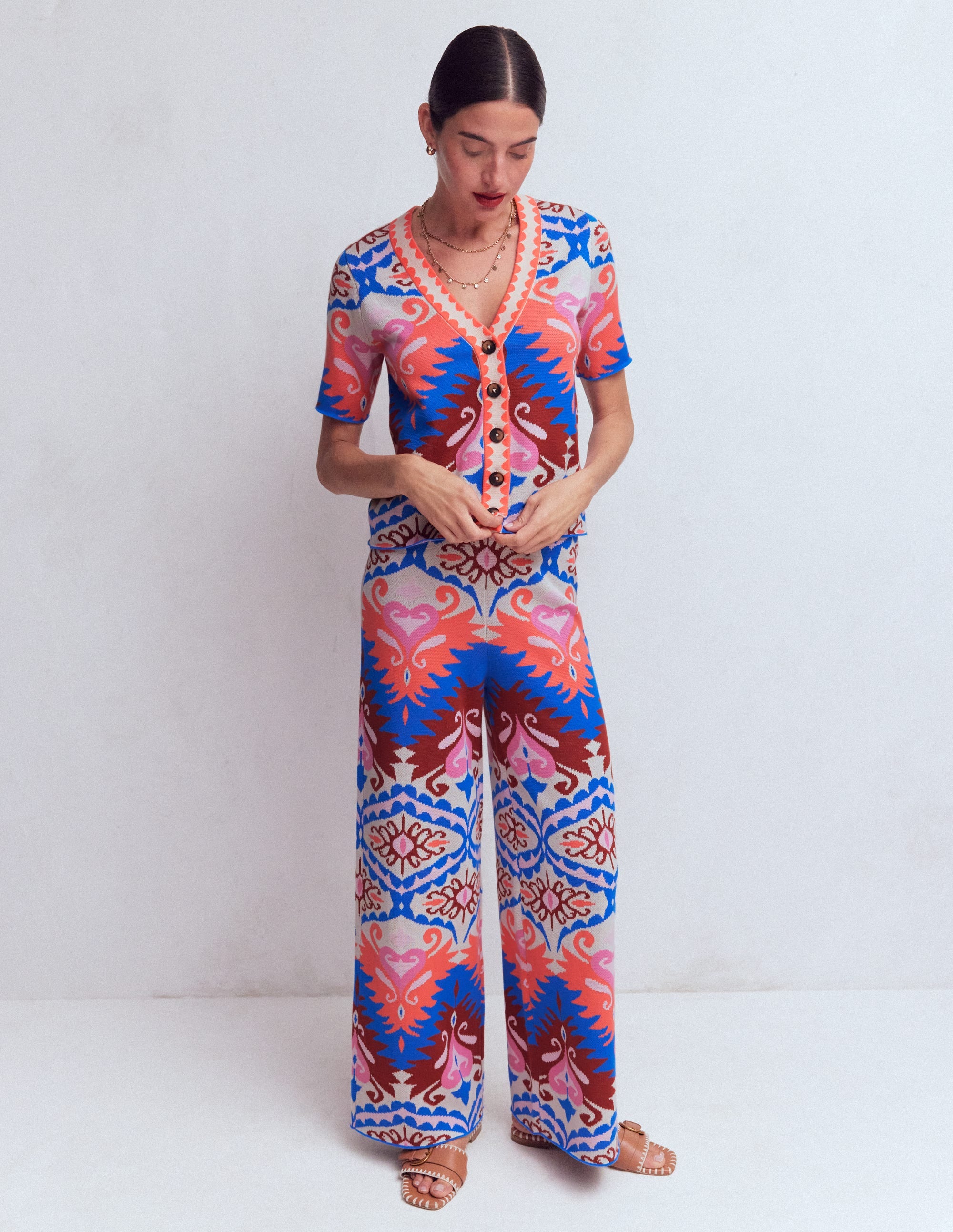 Short Sleeve Jacquard Cardigan - Aztec | Boden USA