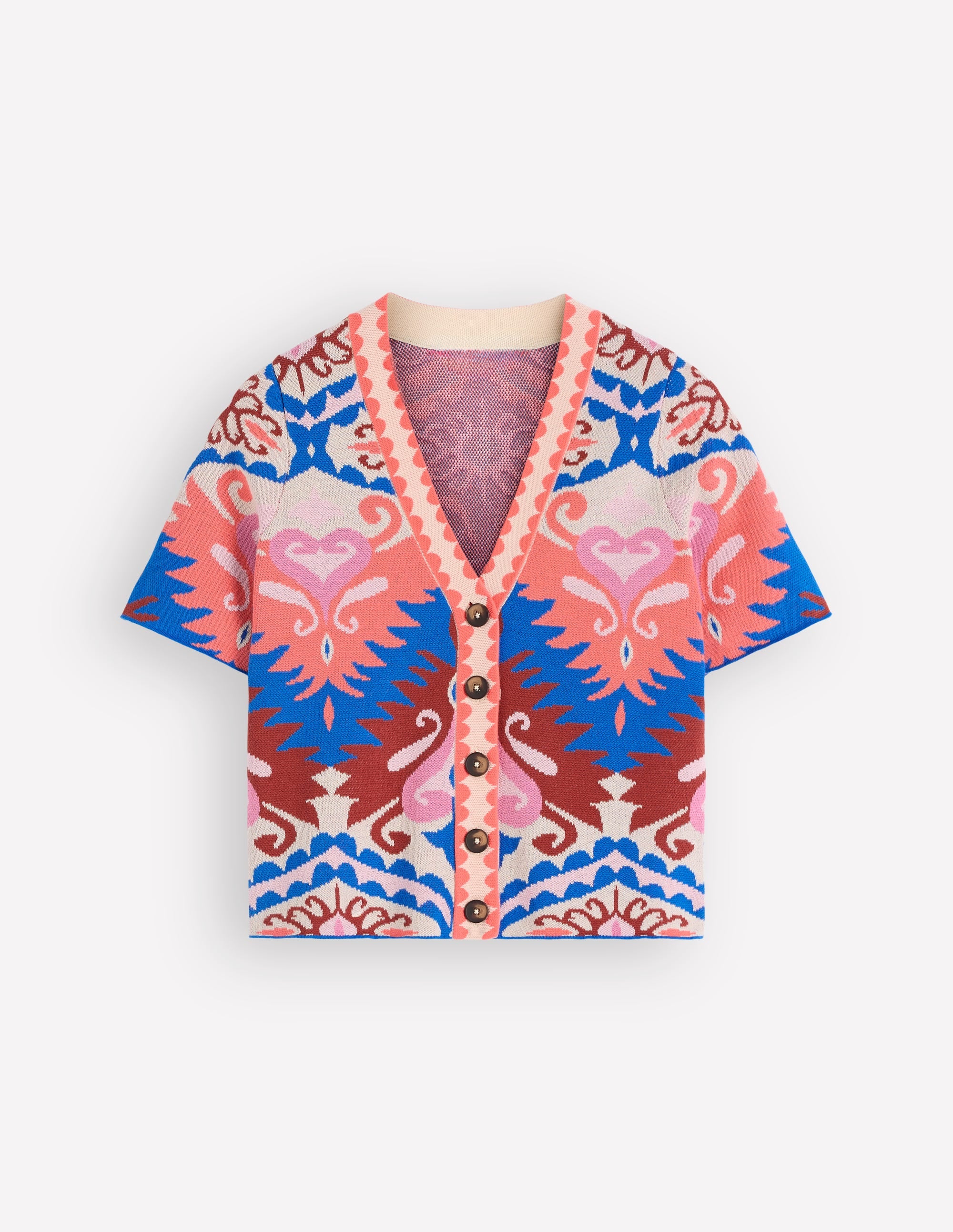 Short Sleeve Jacquard Cardigan-Aztec | Boden USA