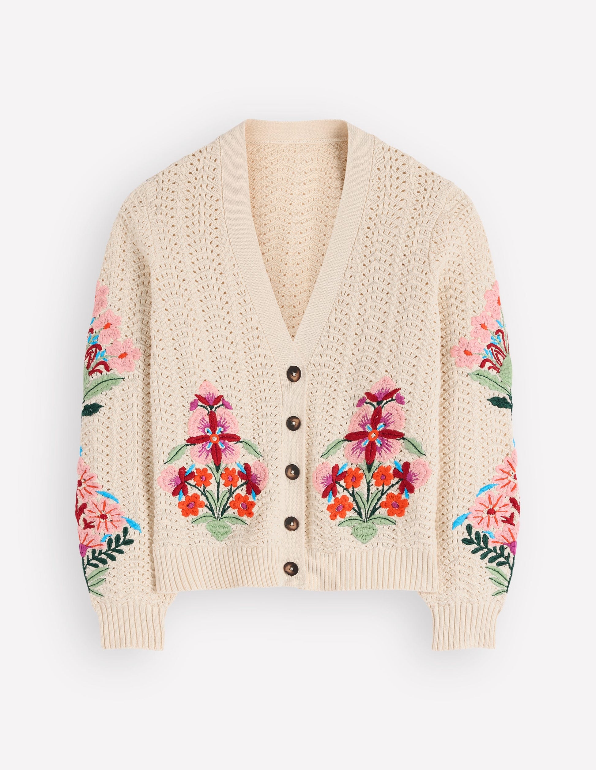 Relaxed Cotton Stitch Cardigan-Ivory, Embroidery-8