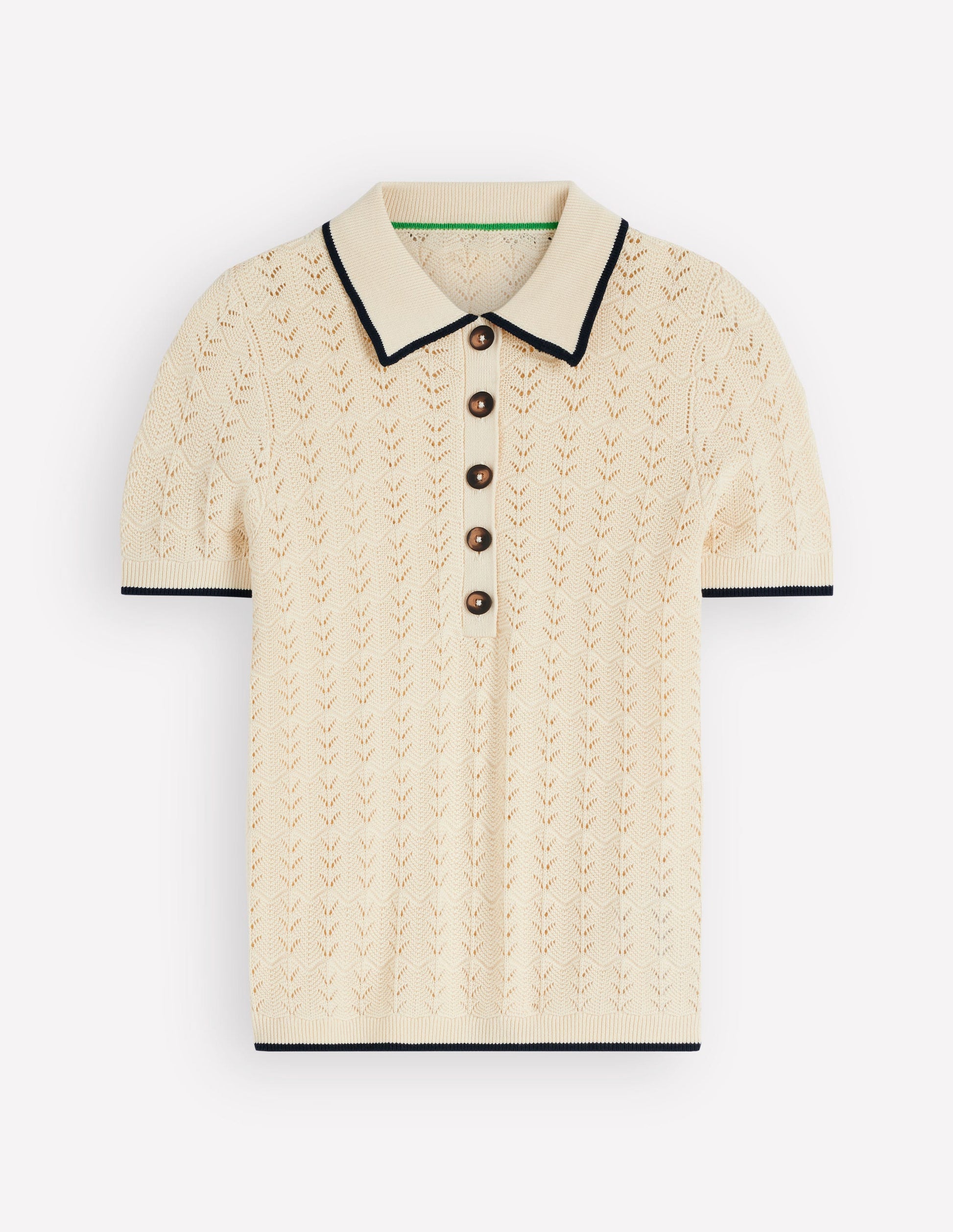 Pointelle Henley T-shirt DNU-Cream-6