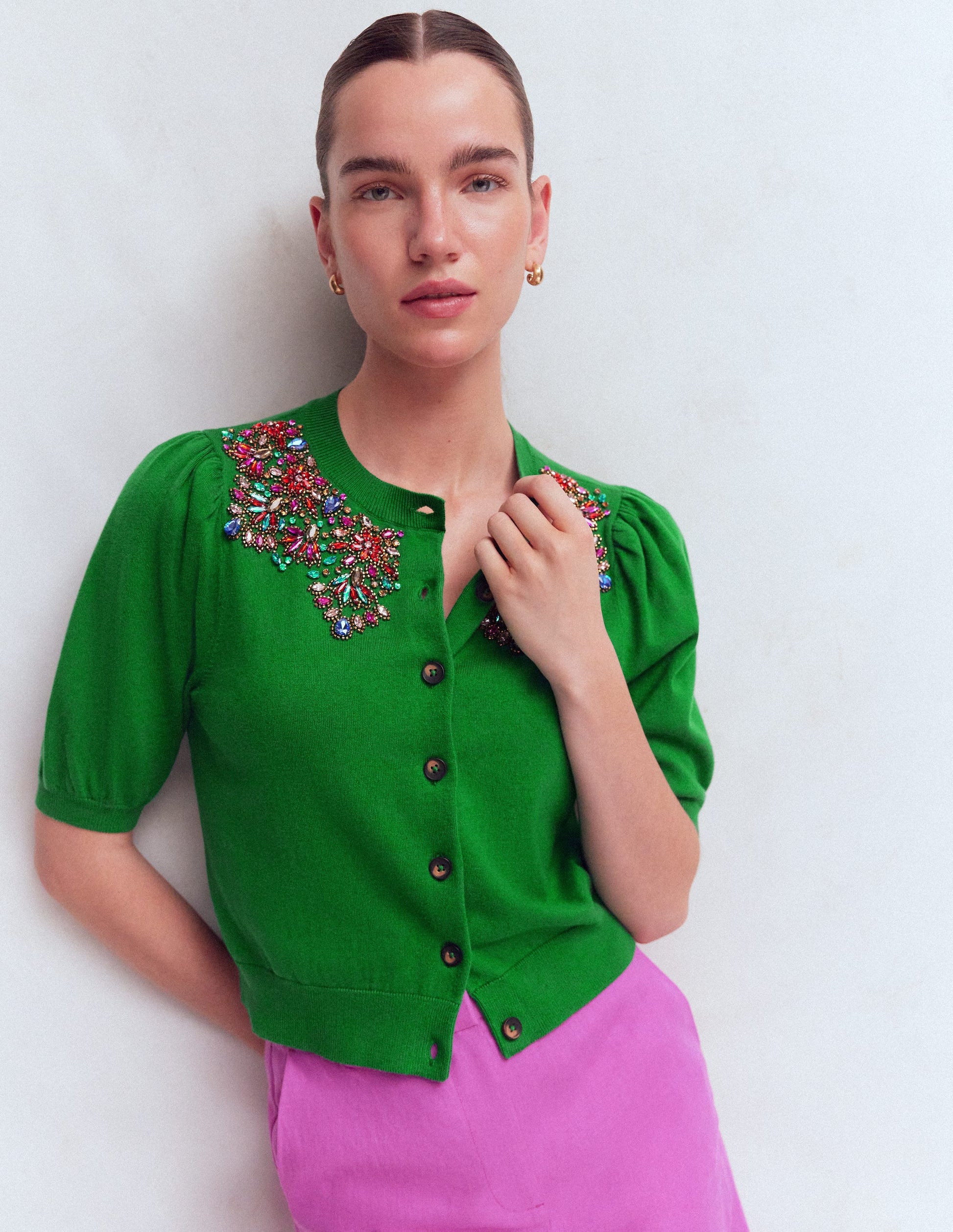 Nadia Embellished Cardigan - Green