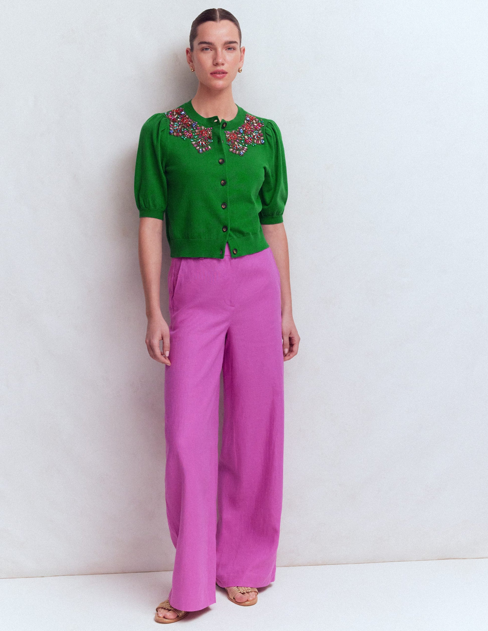 Nadia Embellished Cardigan-Green-4