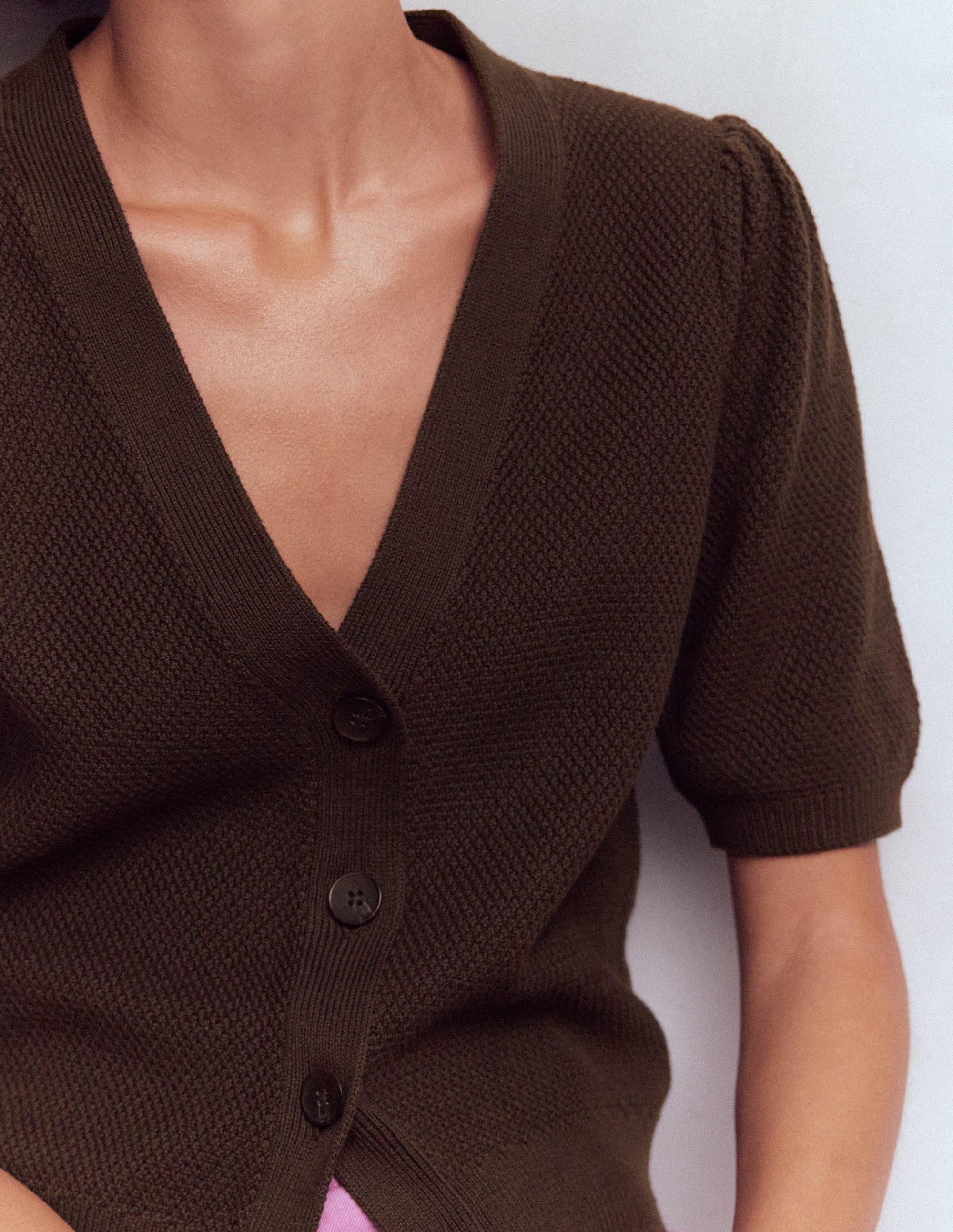 Hayley Cotton V - neck Cardigan - Espresso | Boden USA