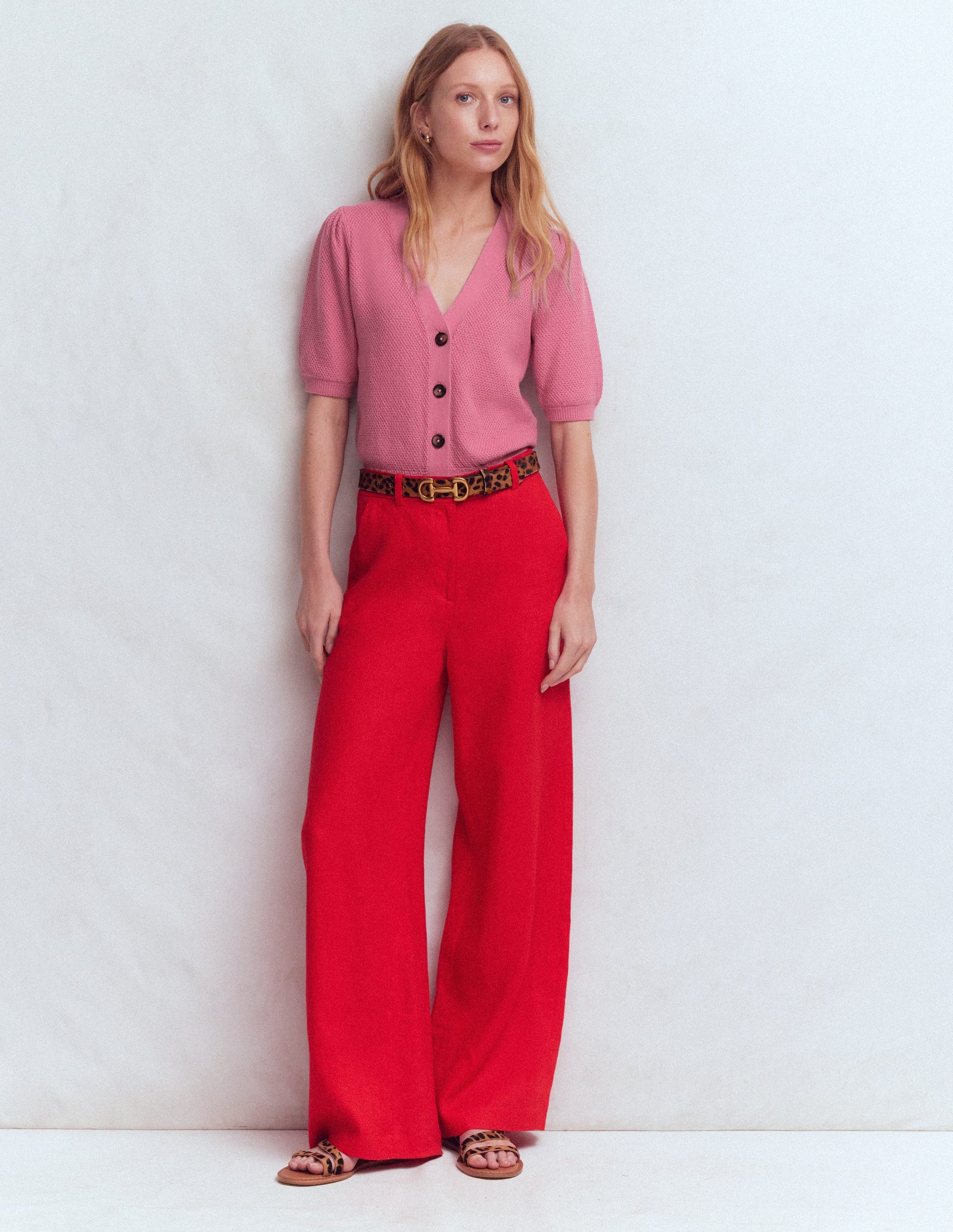 Hayley Cotton V-neck Cardigan-Dusty Rose-1