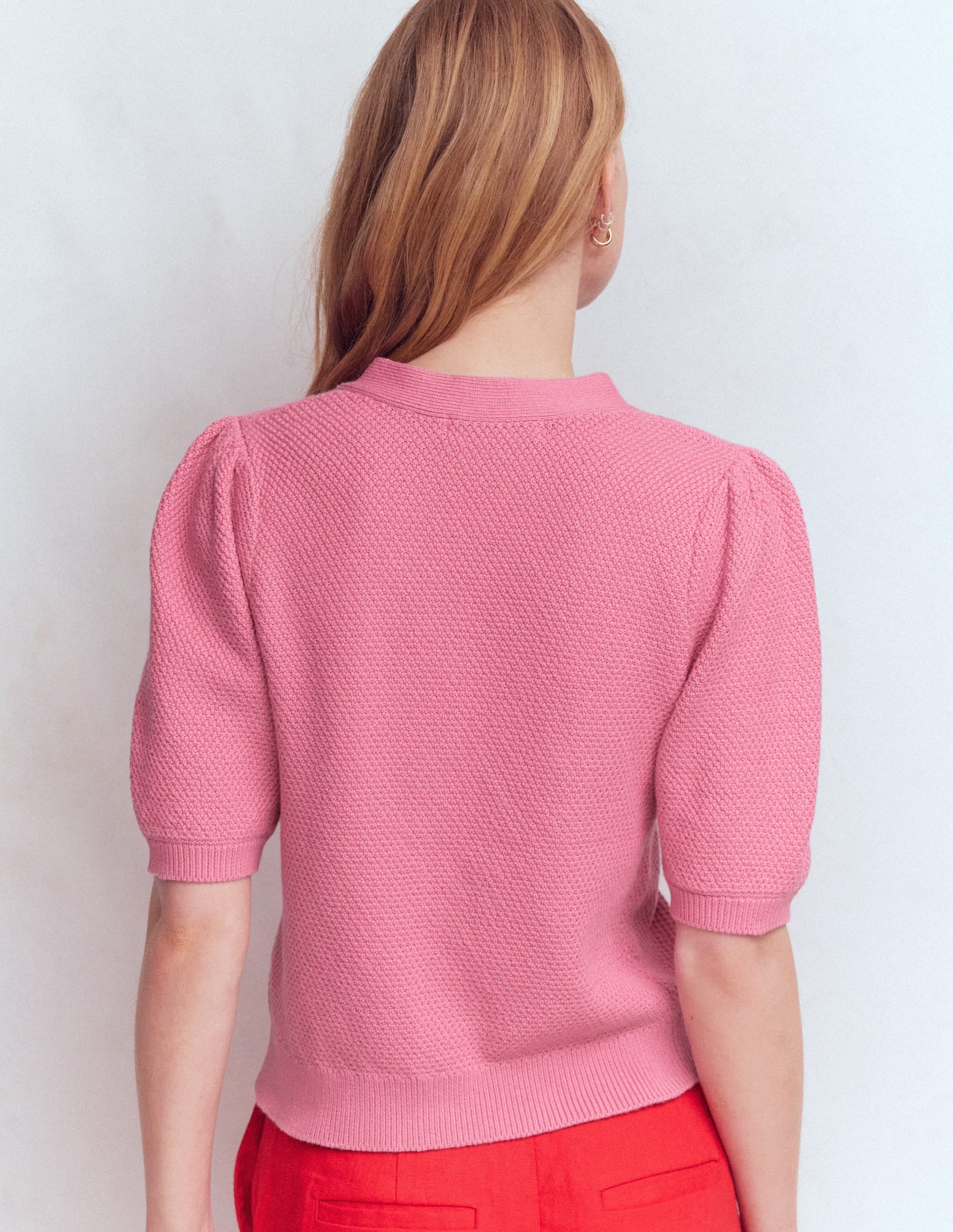 Hayley Cotton V-neck Cardigan-Dusty Rose | Boden USA