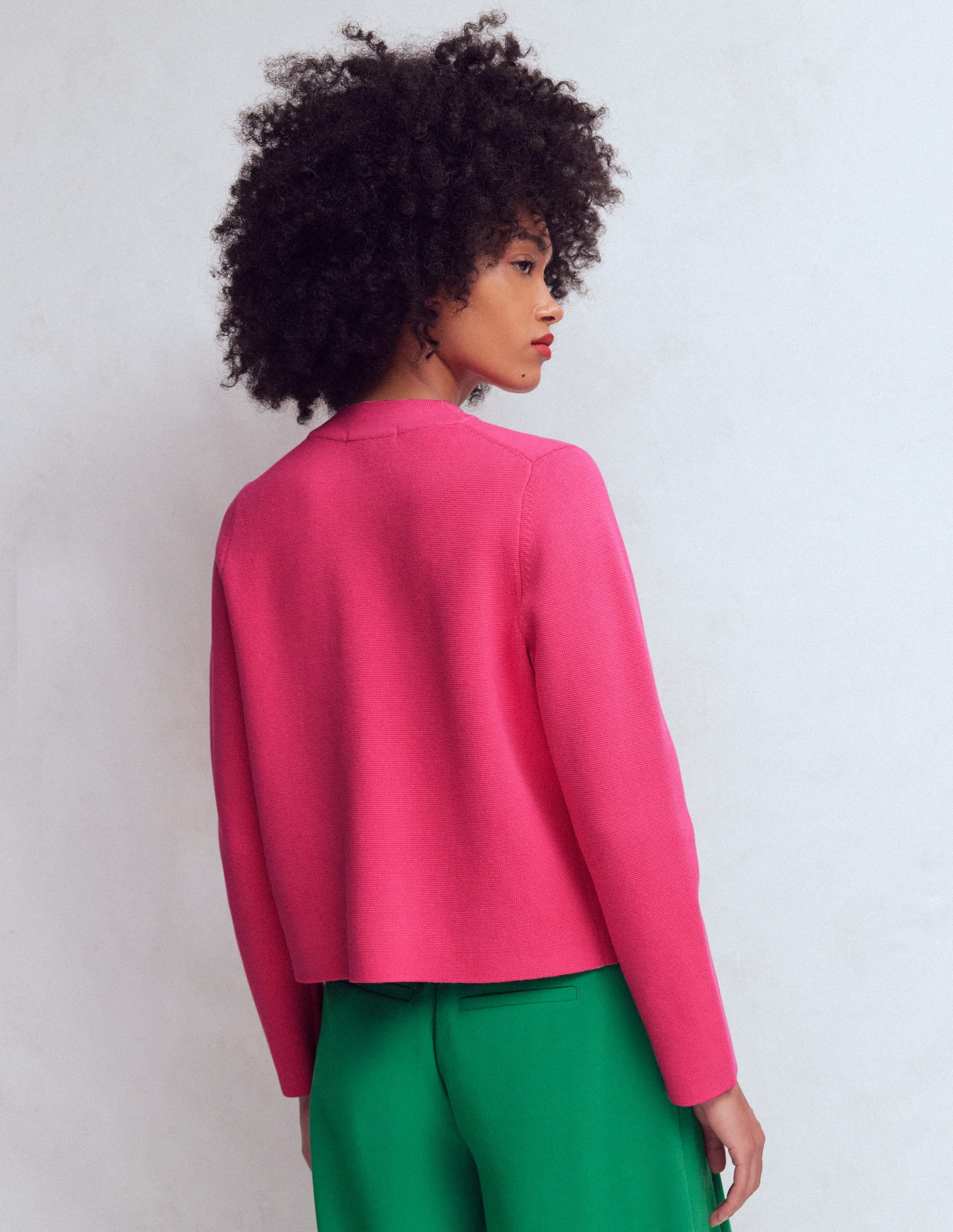 Elena Stand Neck Jacket-Pink Embroidery - Image 3