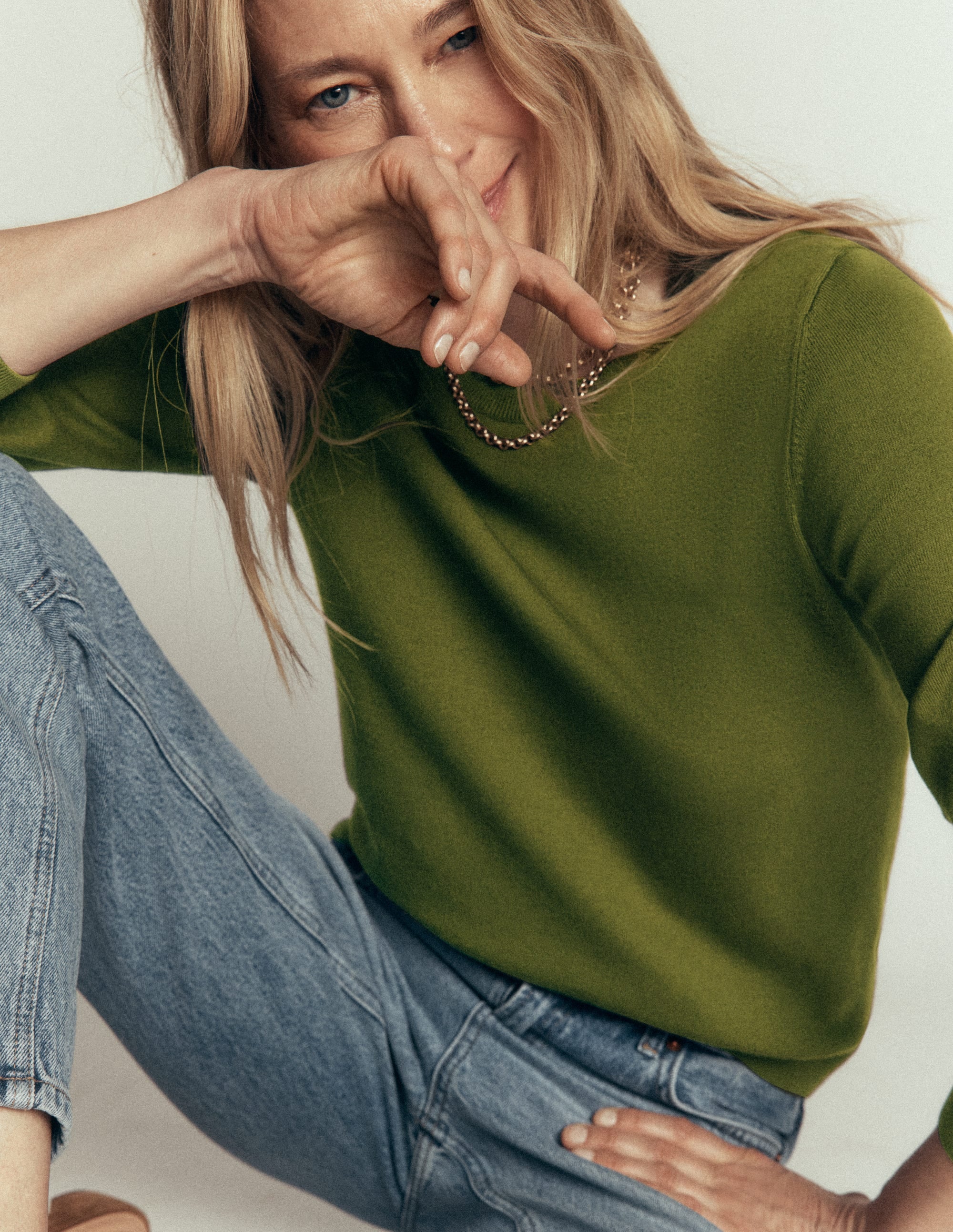 Camilla Cotton Crew Sweater-Forest Green - Image 3