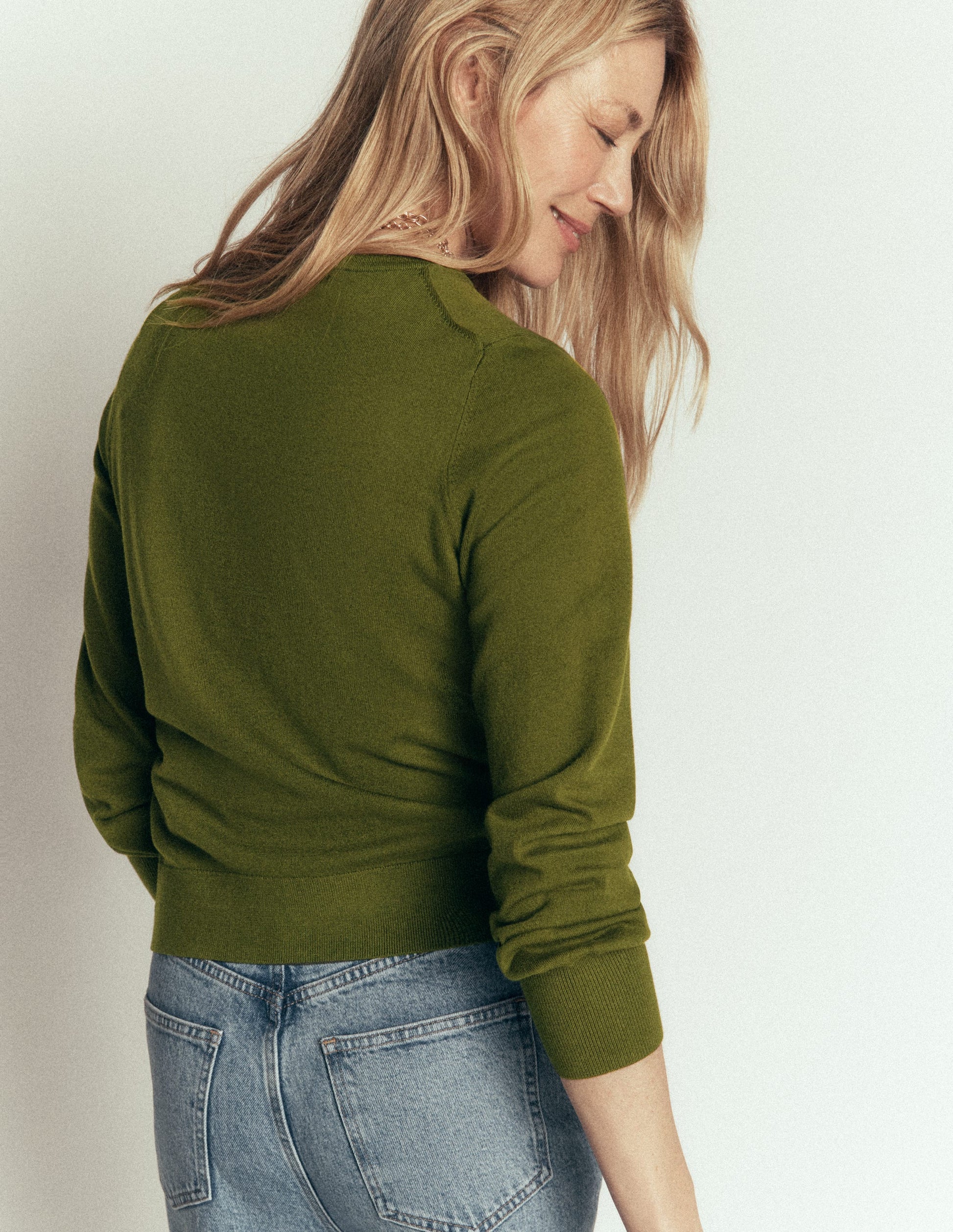 Camilla Cotton Crew Jumper-Forest Green-3