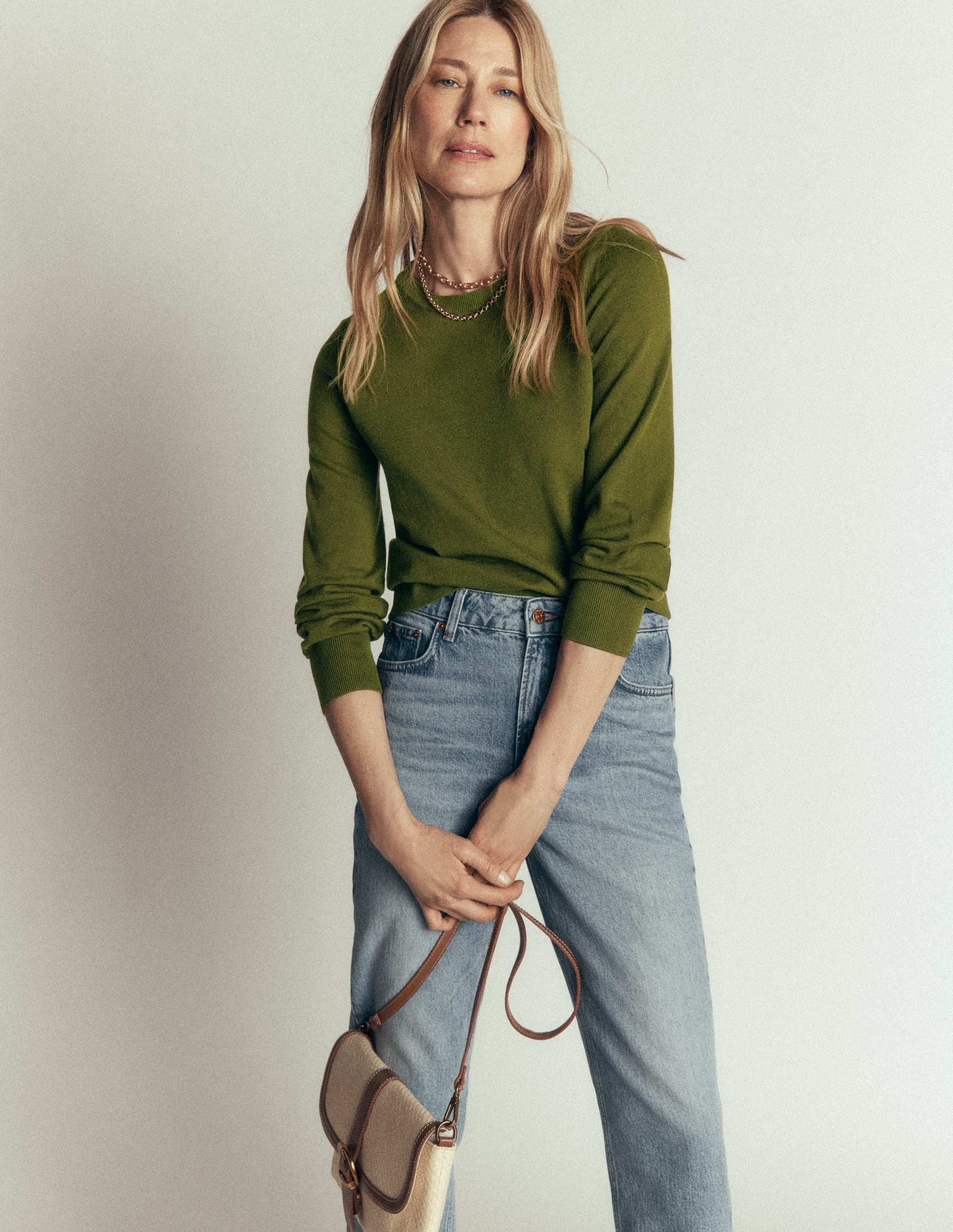 Camilla Cotton Crew Sweater-Forest Green - Image 5