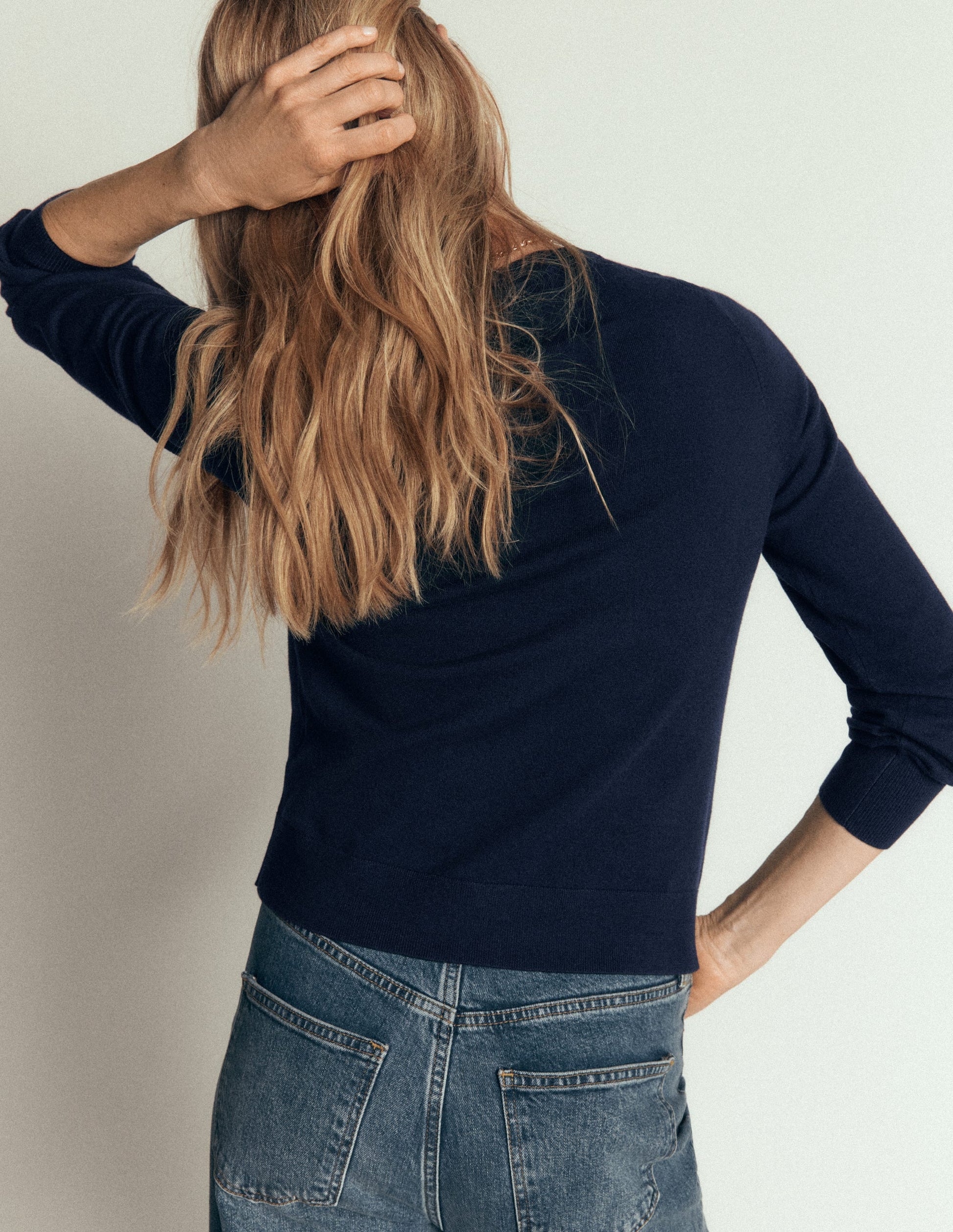 Camilla Cotton Crew Jumper-Navy-3