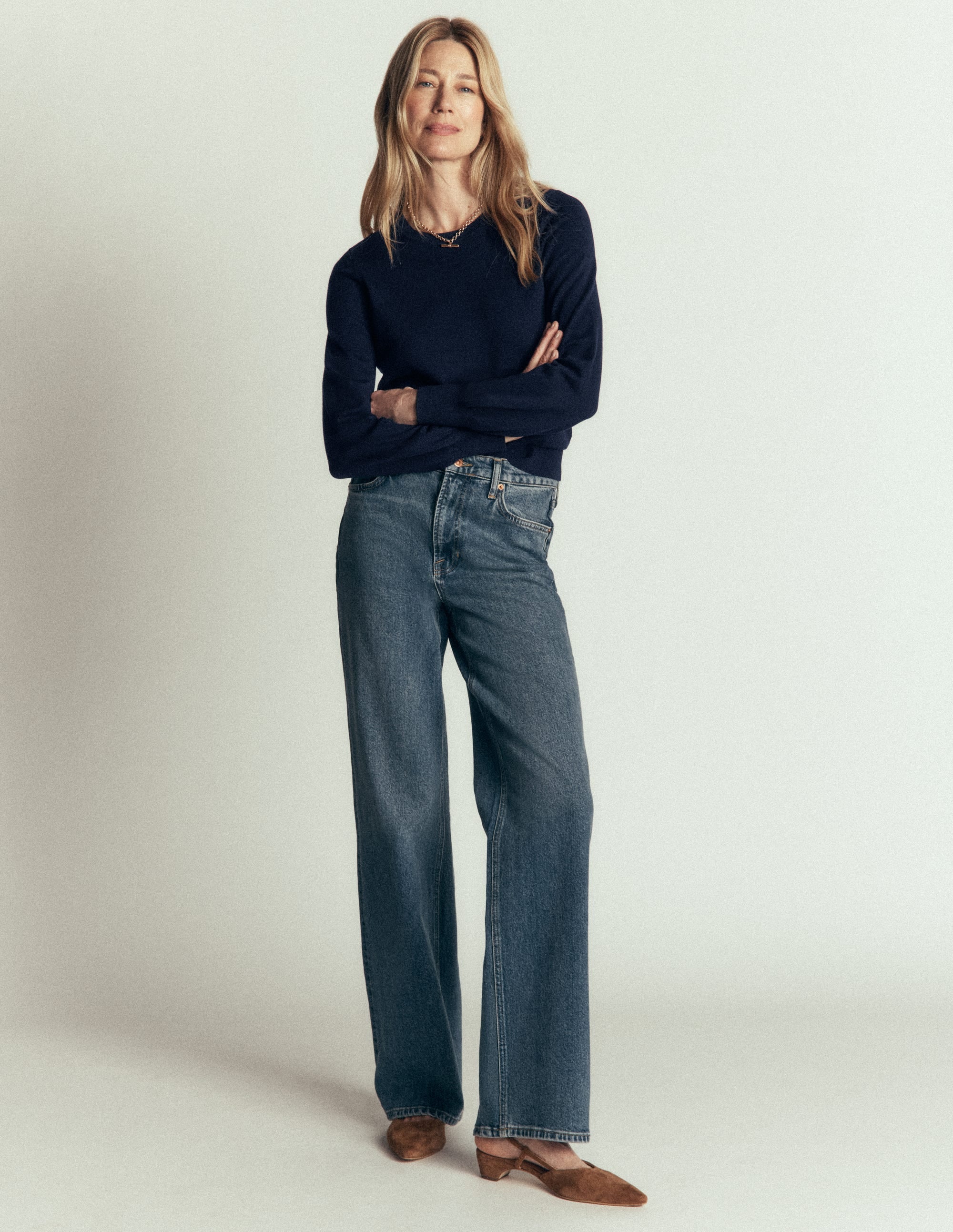 Camilla Cotton Crew Sweater-Navy - Image 4