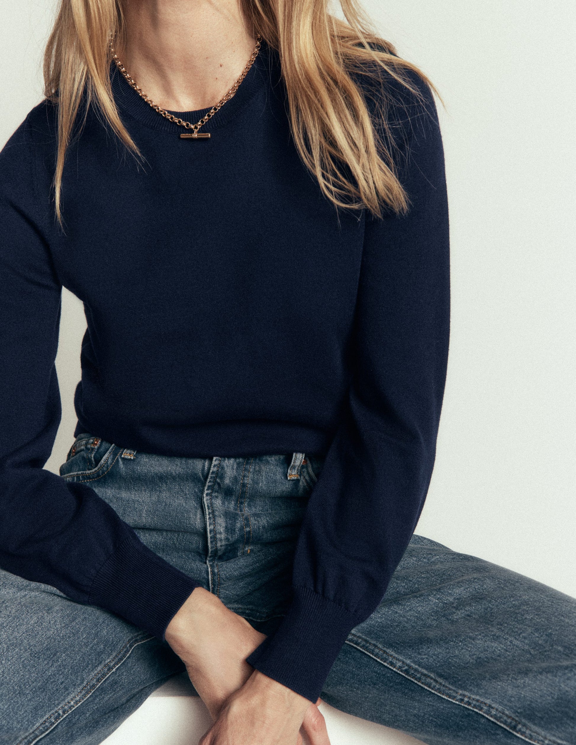 Camilla Cotton Crew Jumper-Navy-6