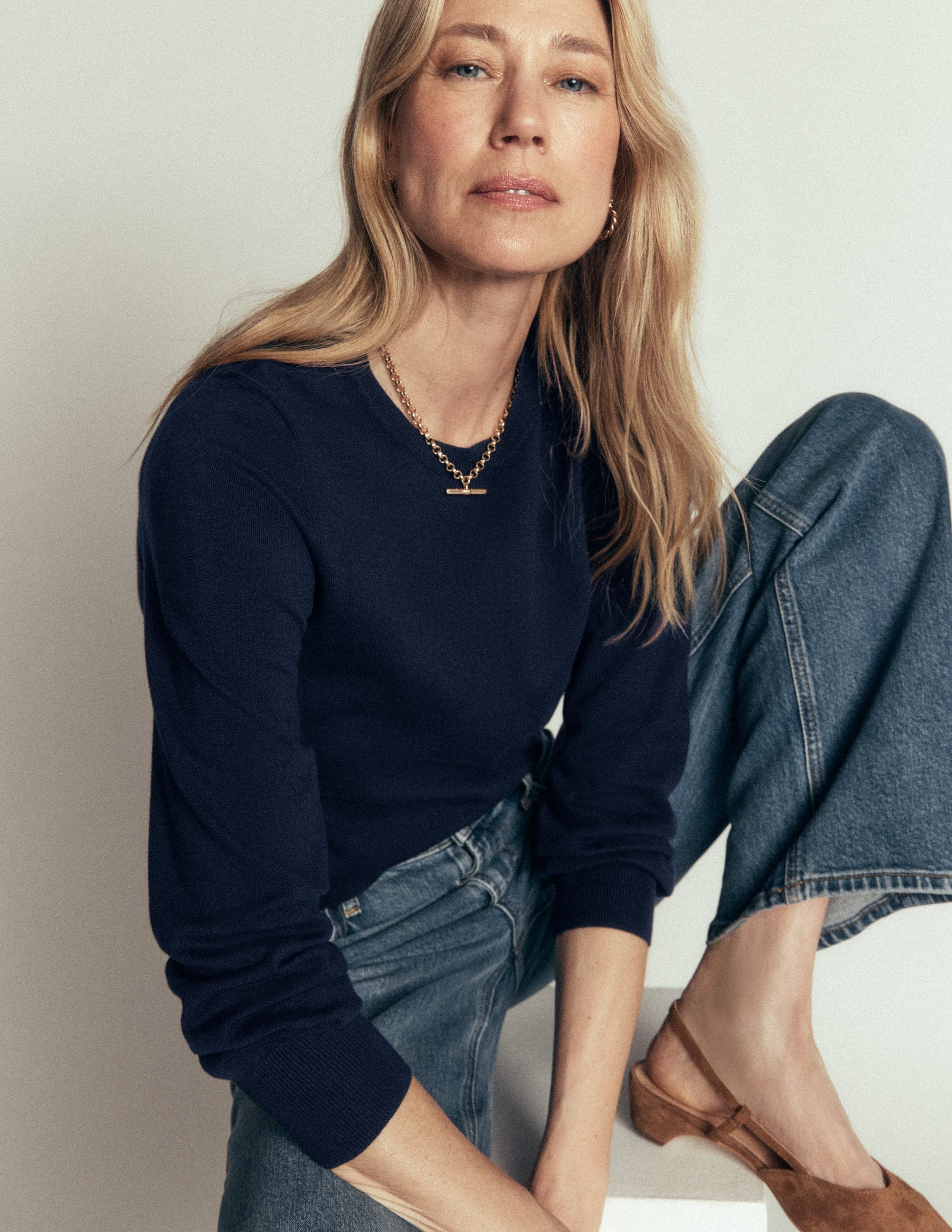 Camilla Cotton Crew Jumper-Navy-6