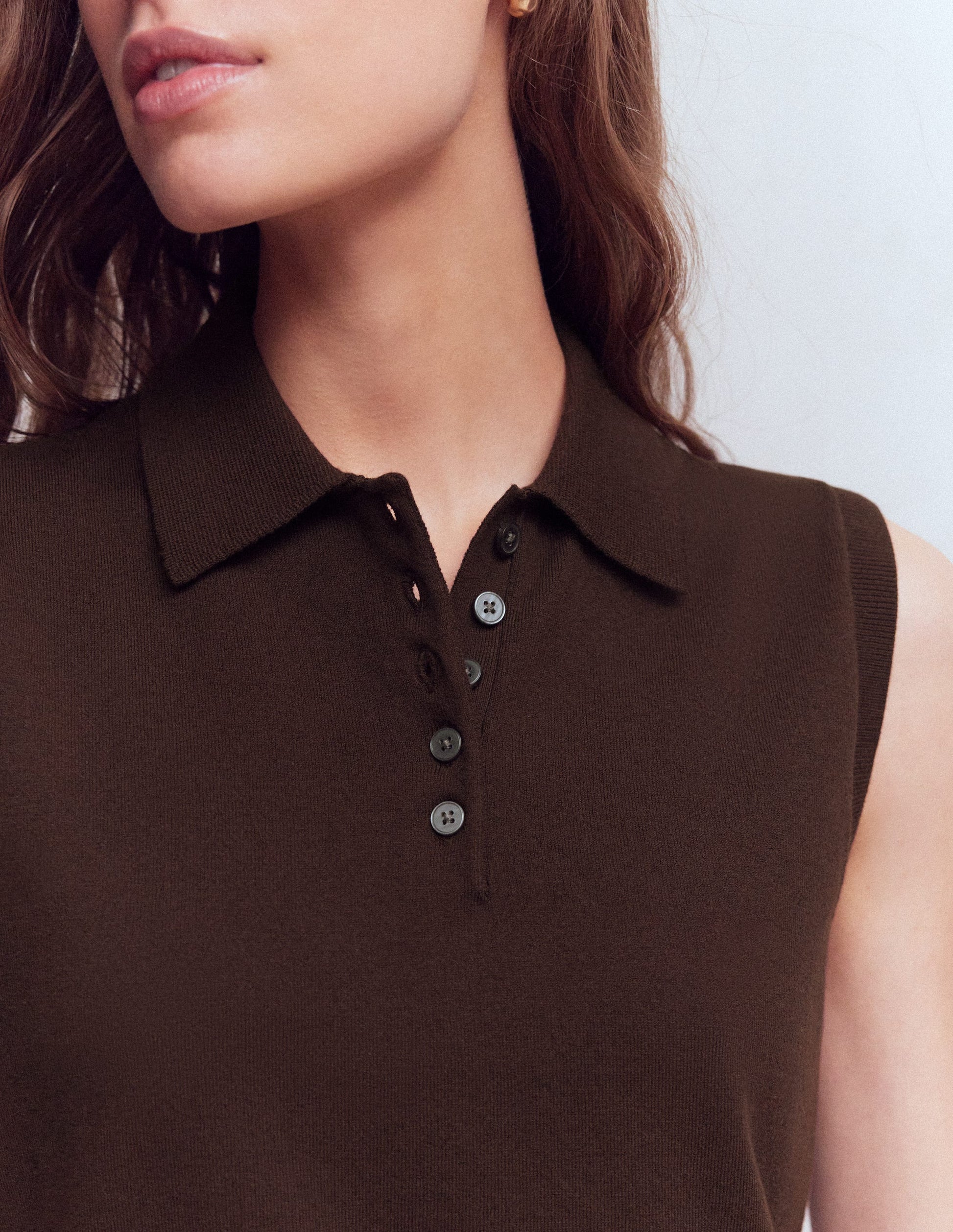 Chloe Henley Knitted Tank-Bitter Chocolate-2
