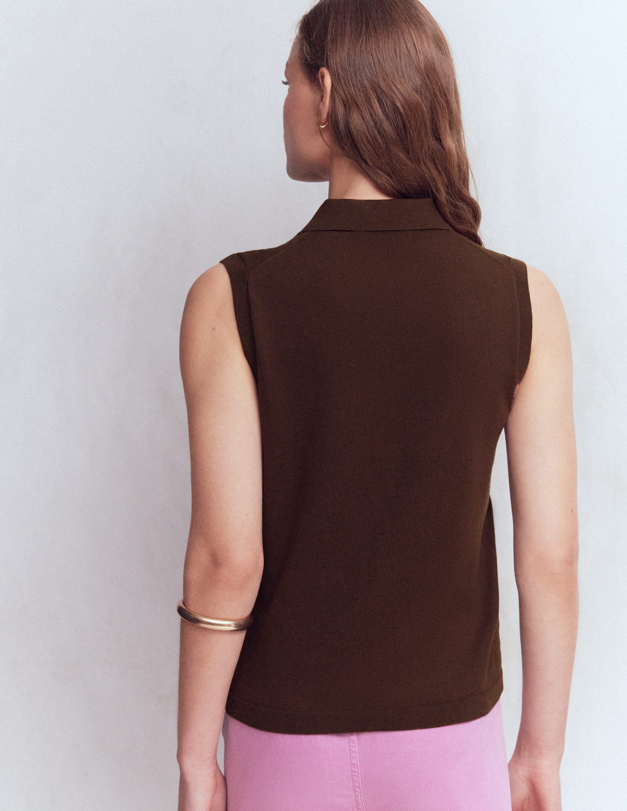 Chloe Henley Knitted Tank-Bitter Chocolate - Image 3