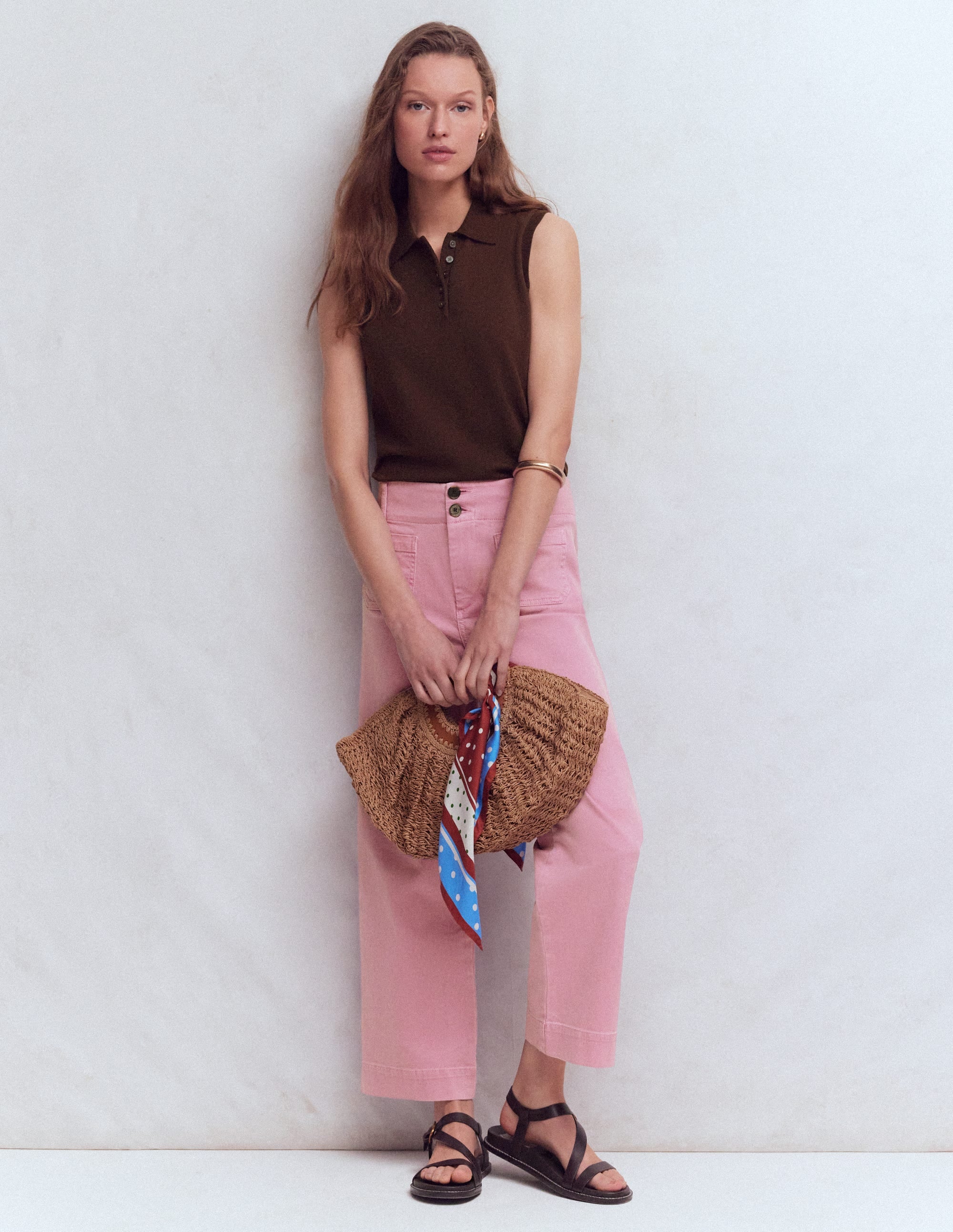 Chloe Henley Knitted Tank - Bitter Chocolate | Boden USA
