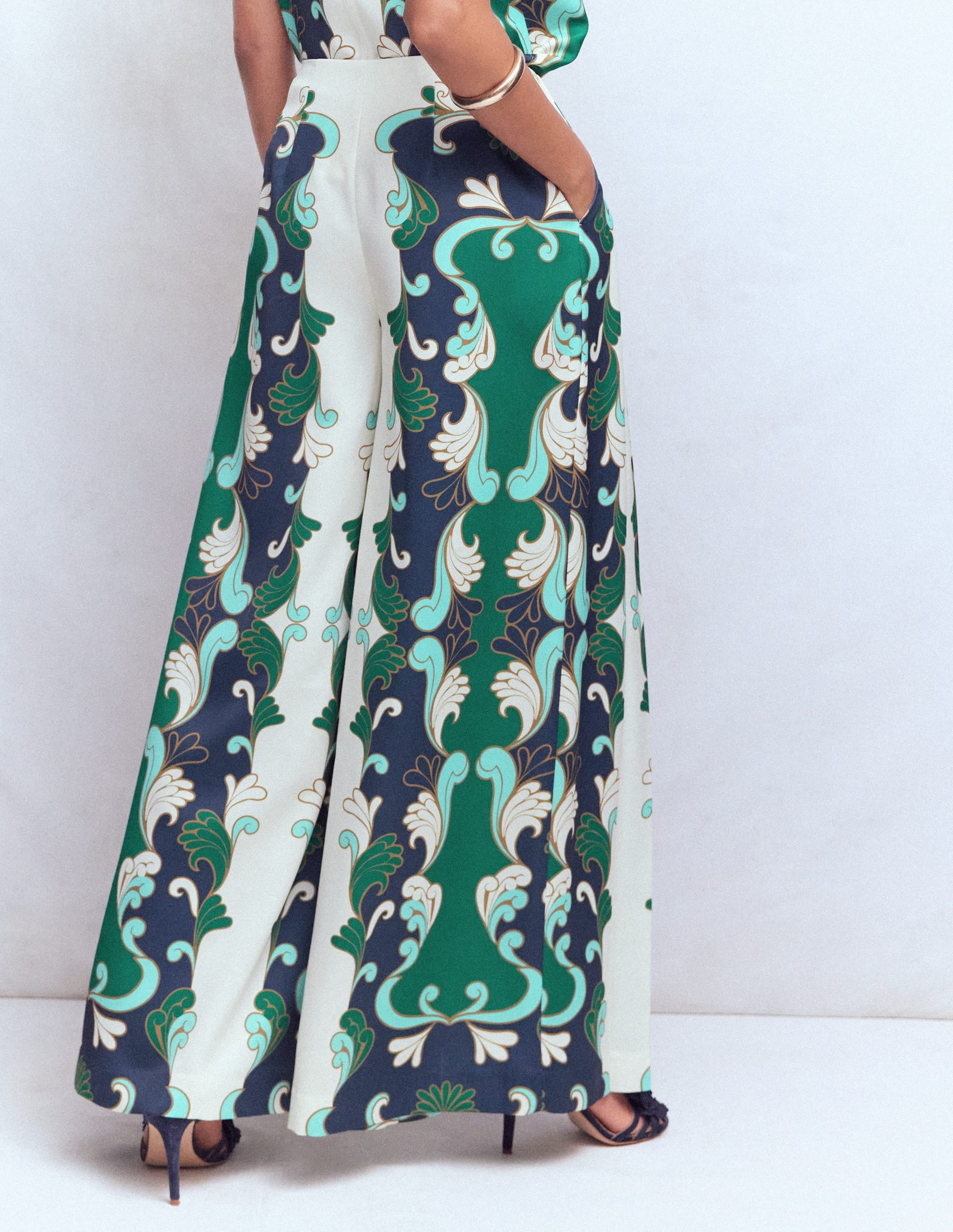 Regent Wide Leg Pants-Ivory, Foliage Whirl - Image 4