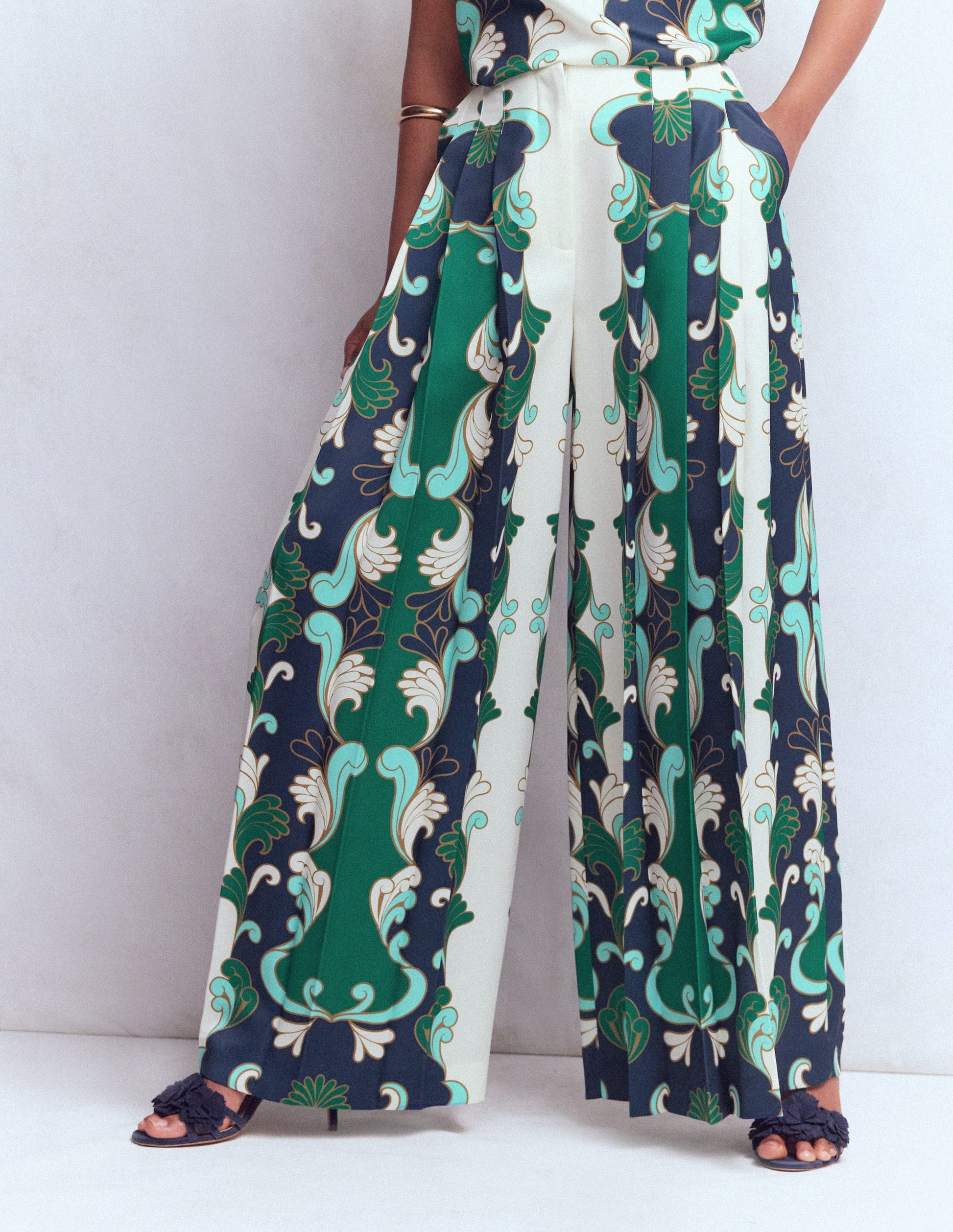Regent Wide Leg Pants-Ivory, Foliage Whirl-5