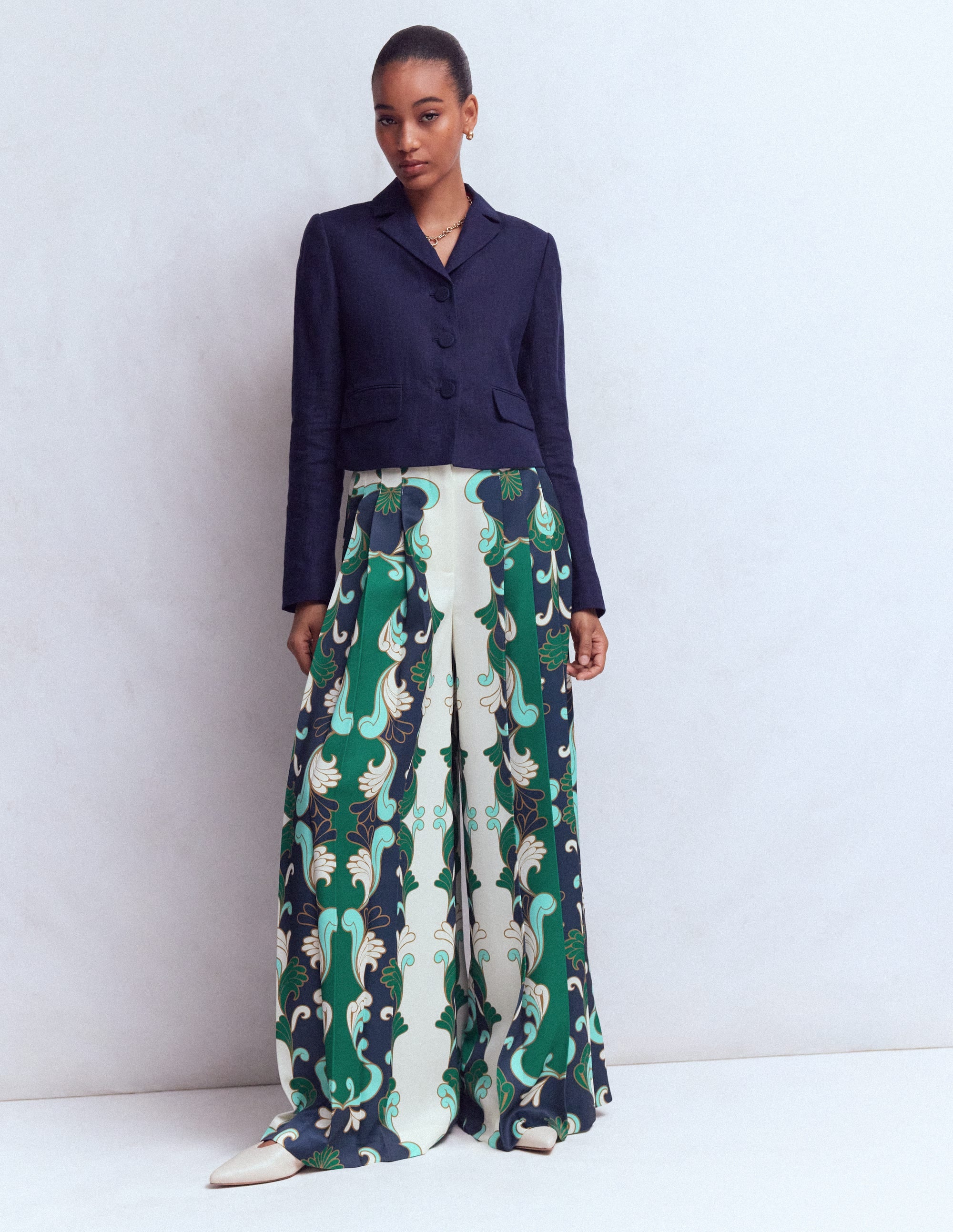 Regent Wide Leg Pants-Ivory, Foliage Whirl - Image 6