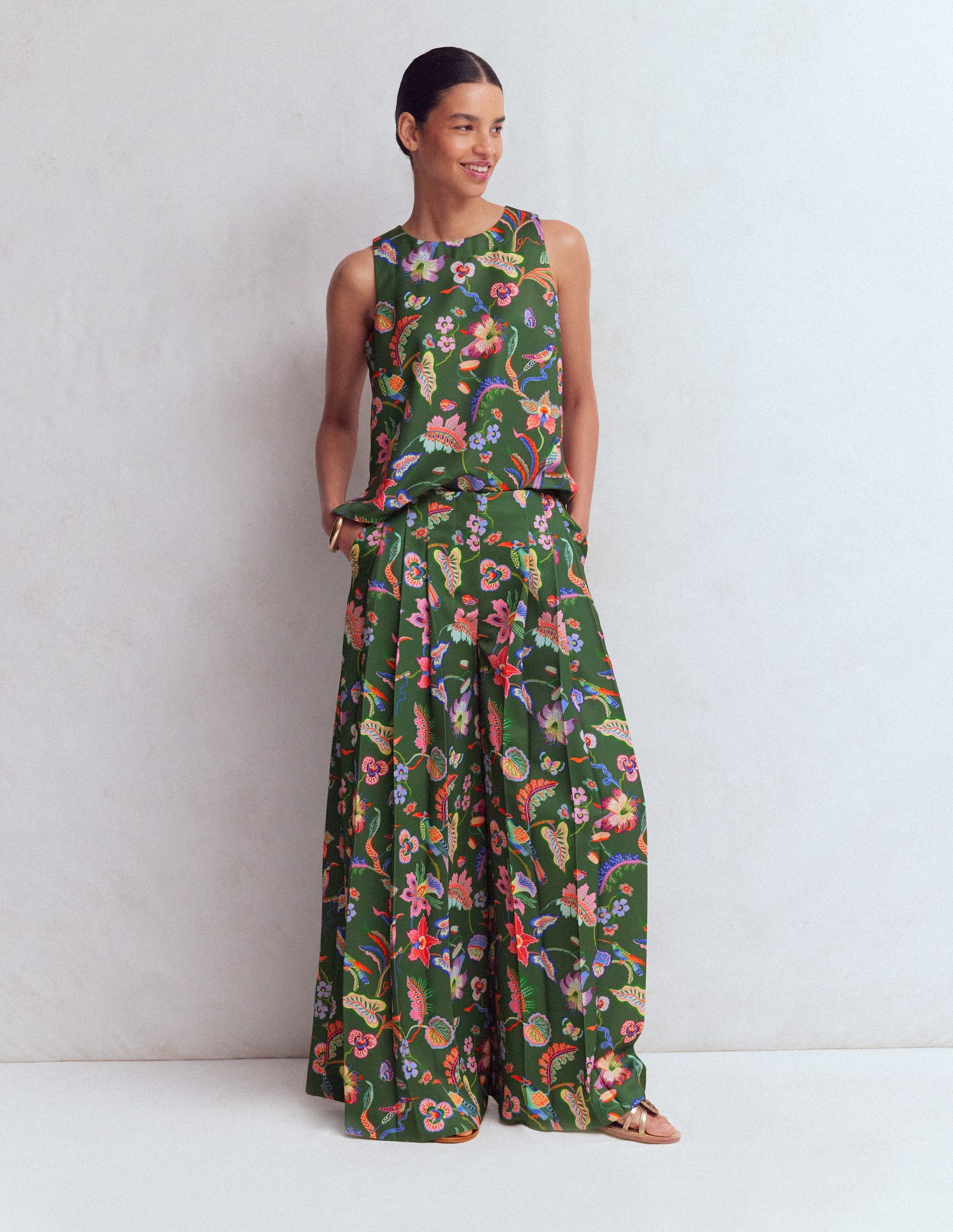 Regent Wide Leg Pants-Hunter Green, Orchid Canopy-5