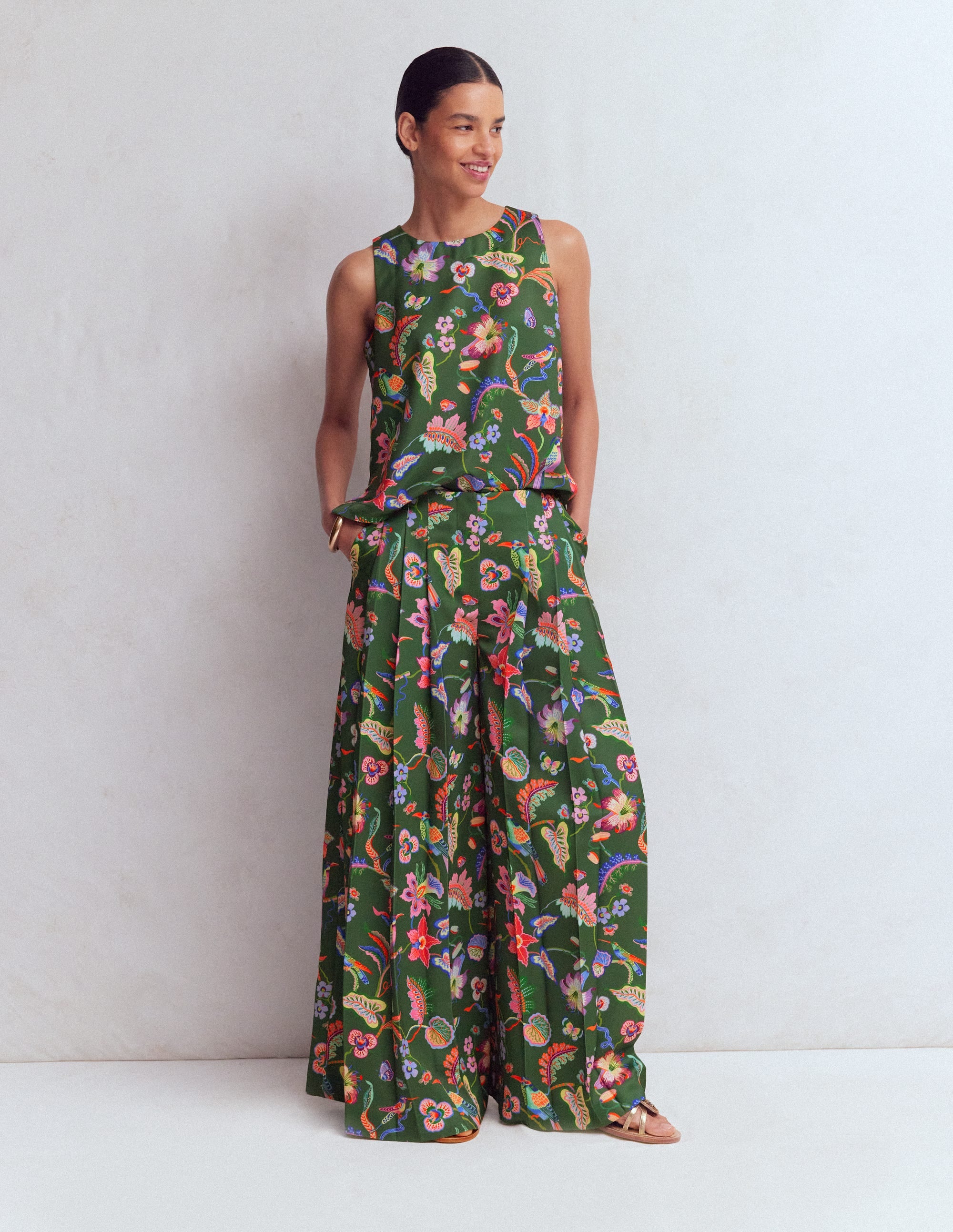Regent Wide Leg Pants-Hunter Green, Orchid Canopy - Image 5