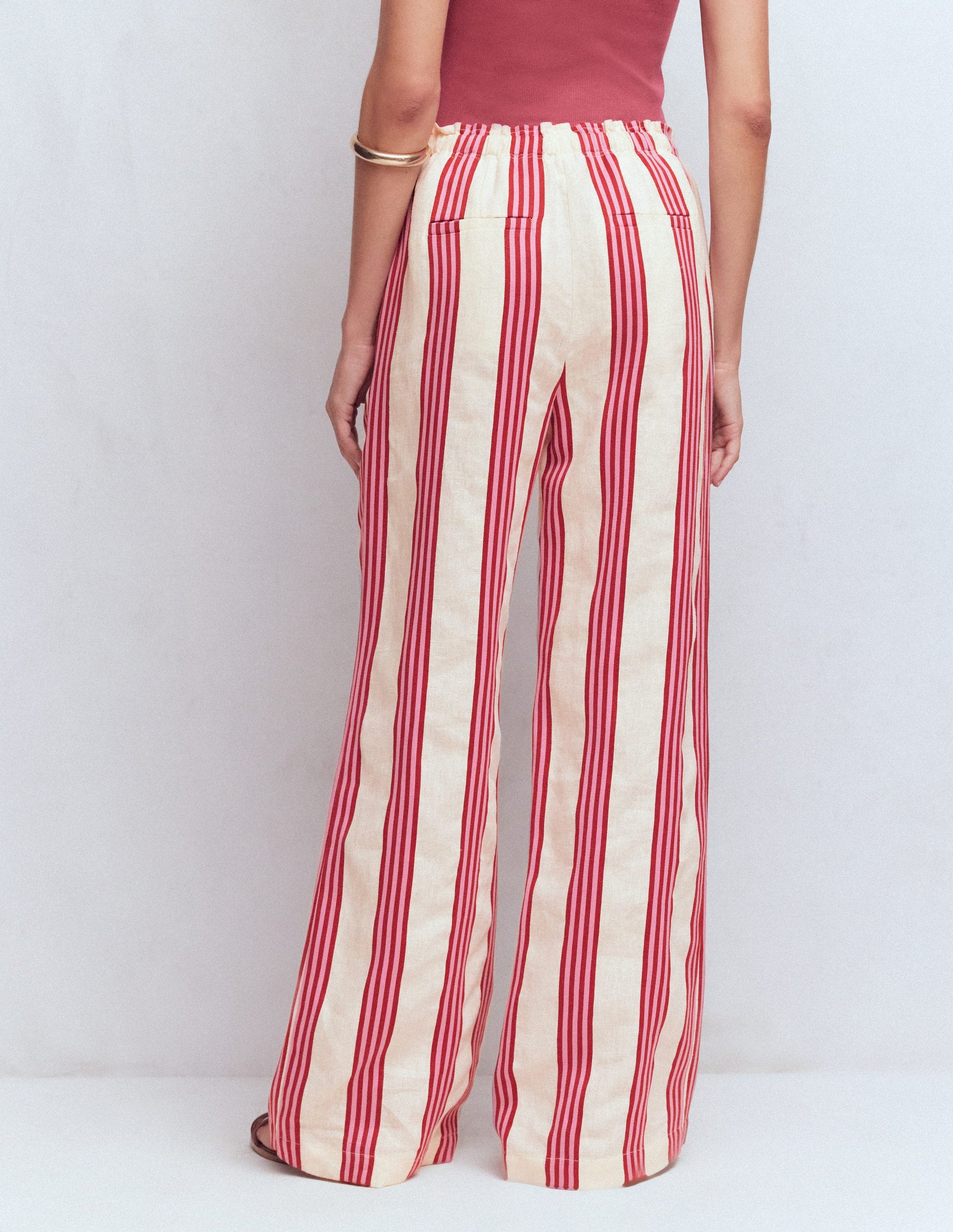 Islington Linen Pants-Ivory, Brown & Pink Stripe-3