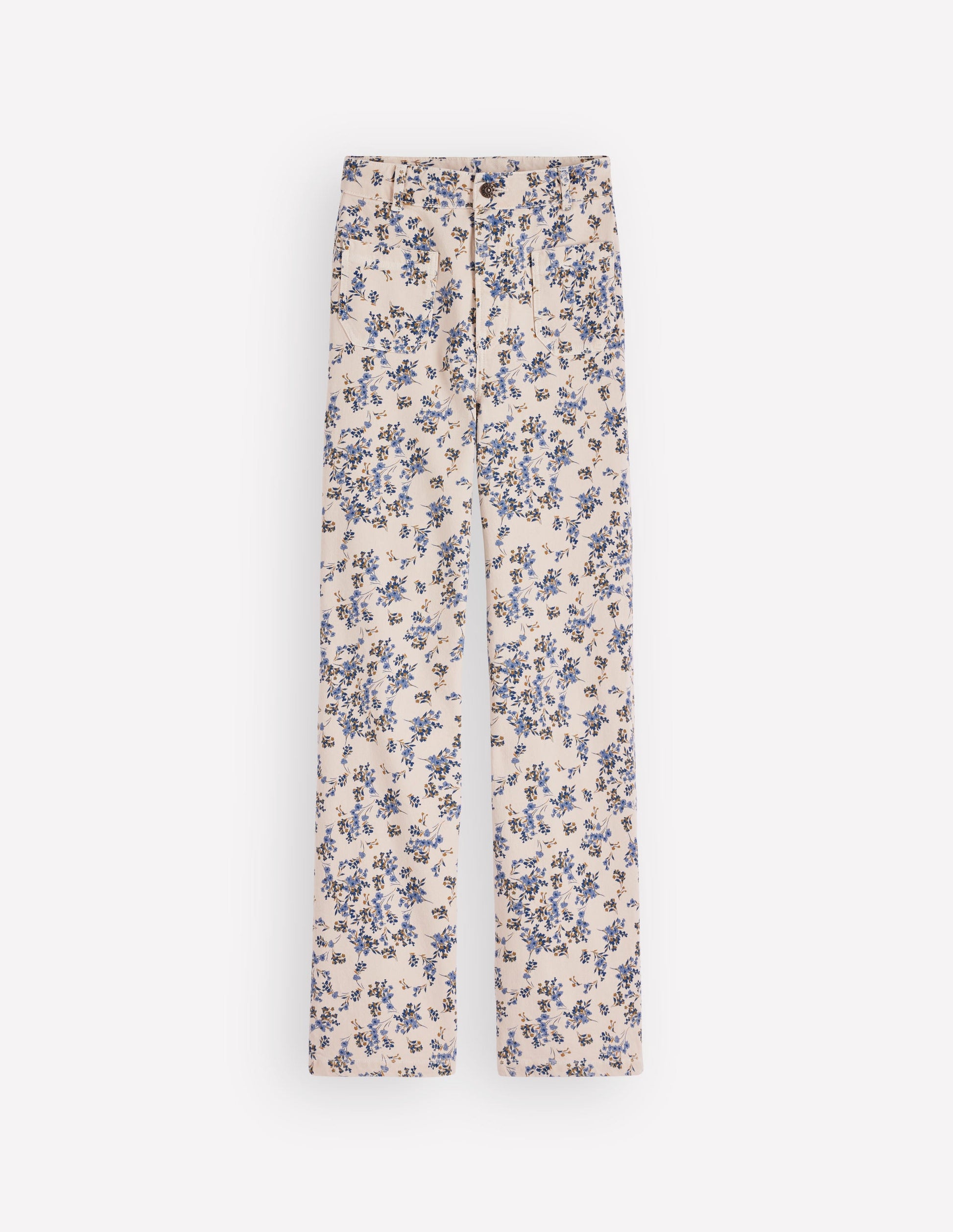 Straight Leg Pocket Jeans-Ivory Floral-6